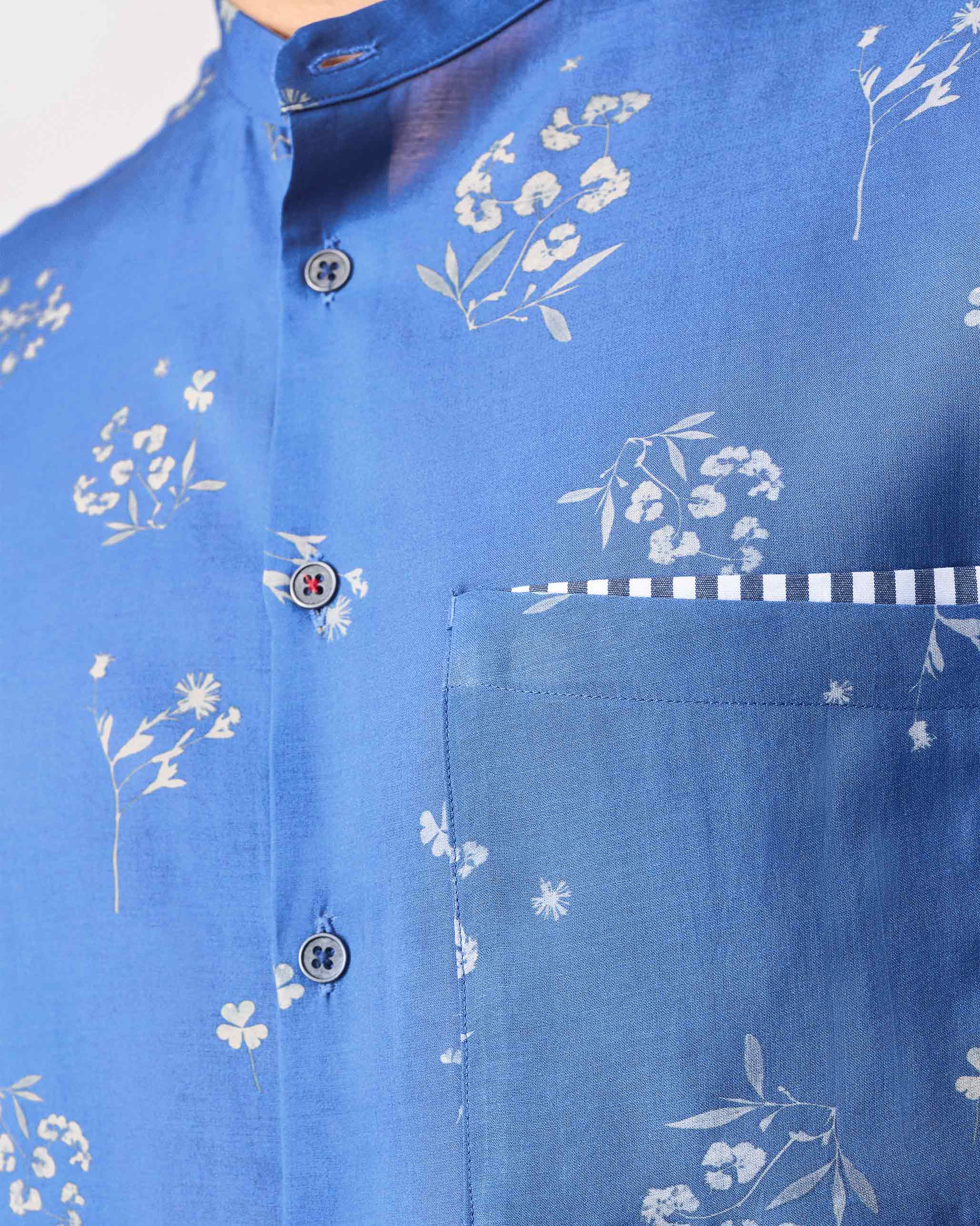 Myanmar Shirt - Navy Printed - Image 5