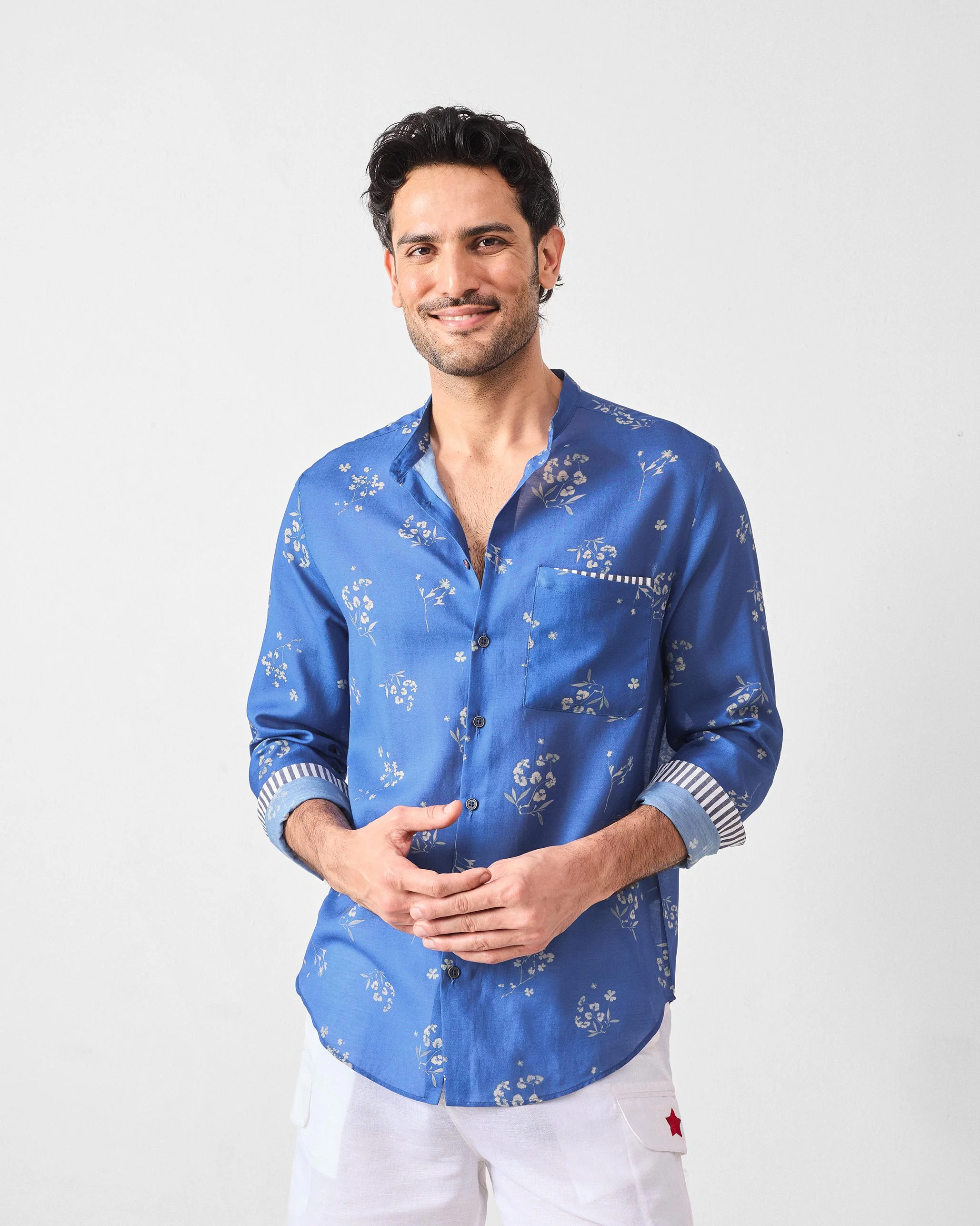 Myanmar Shirt - Navy Printed - Image 7