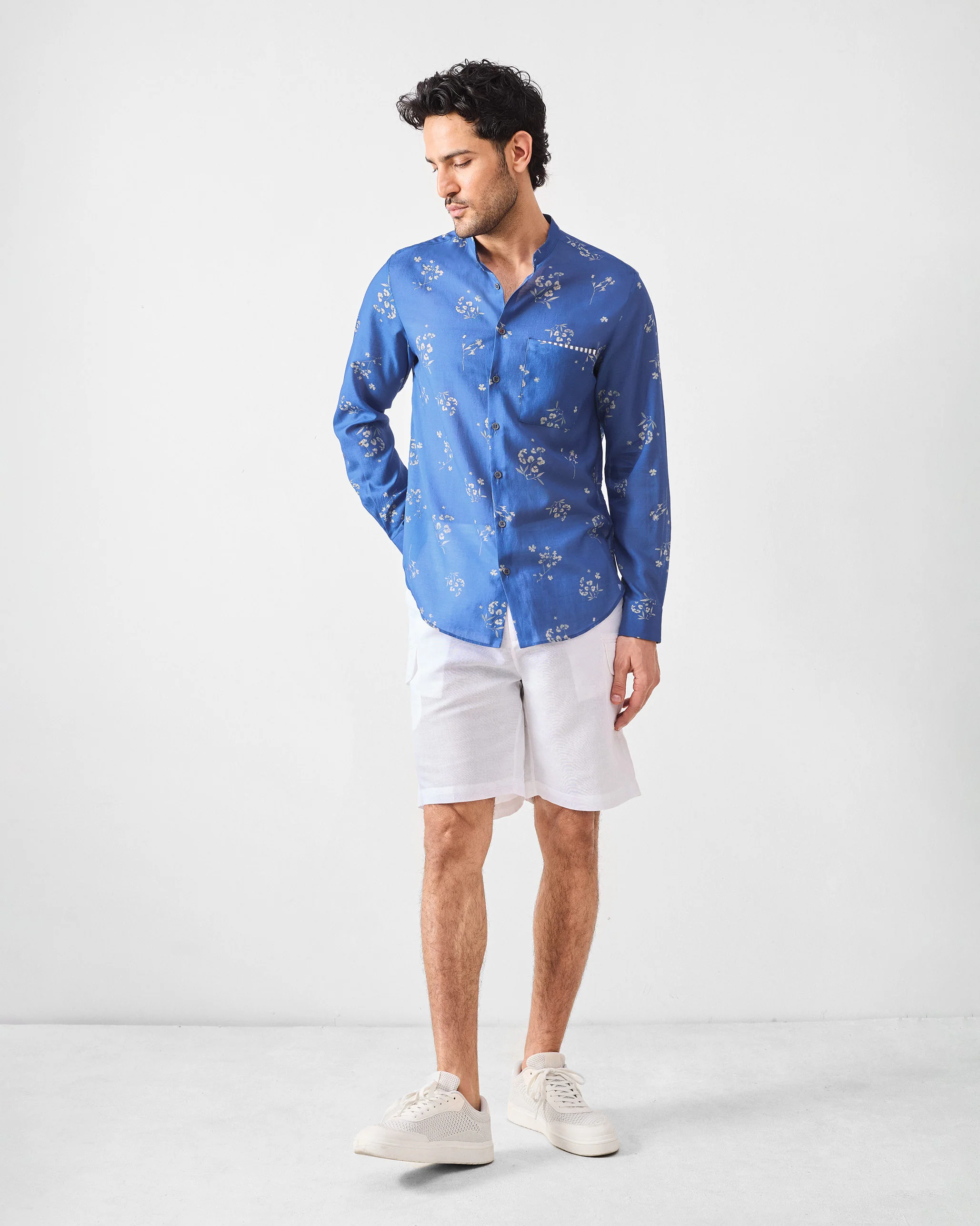 Myanmar Shirt - Navy Printed - Image 8