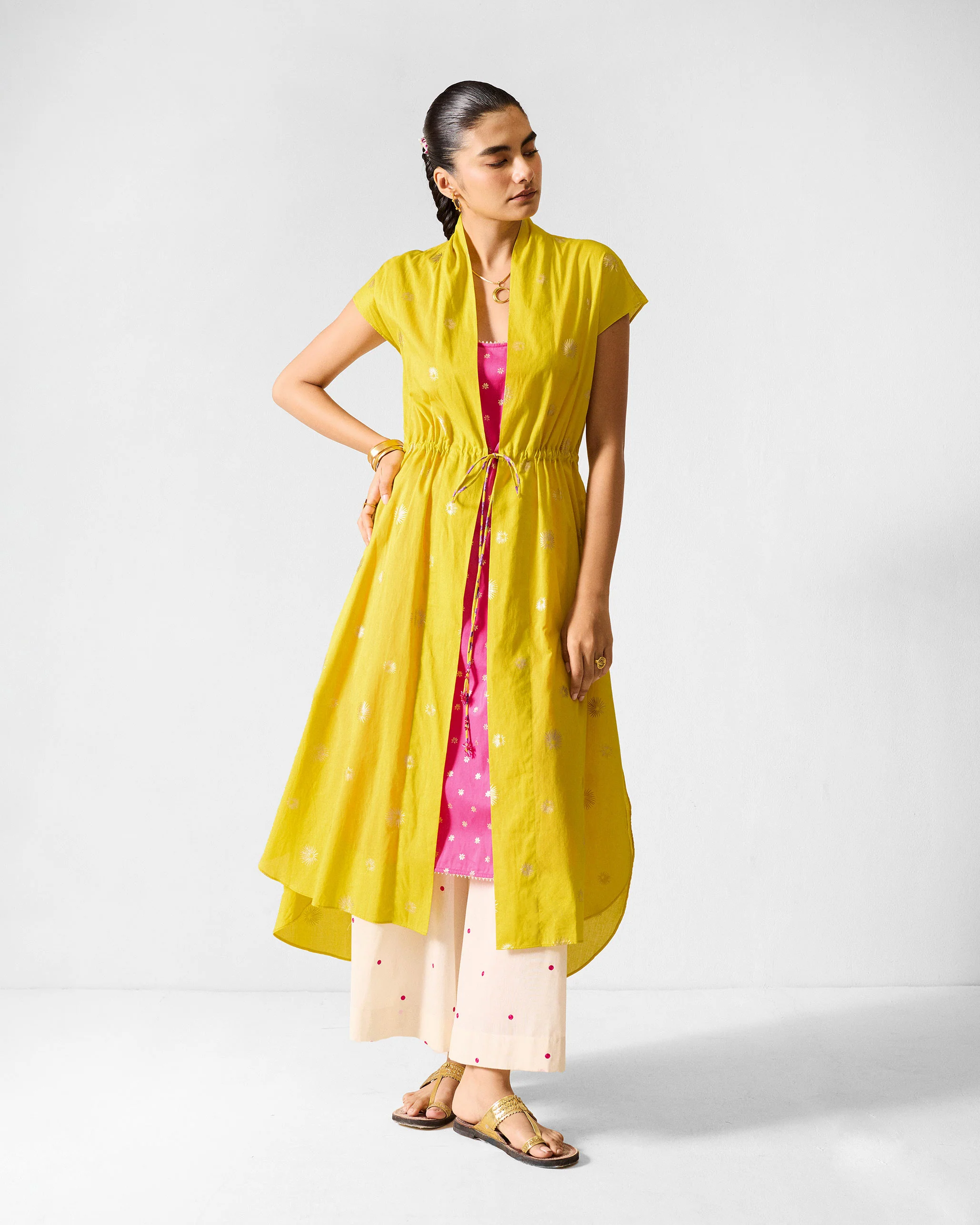 Myra Overlay - Chartreuse & Gold Printed