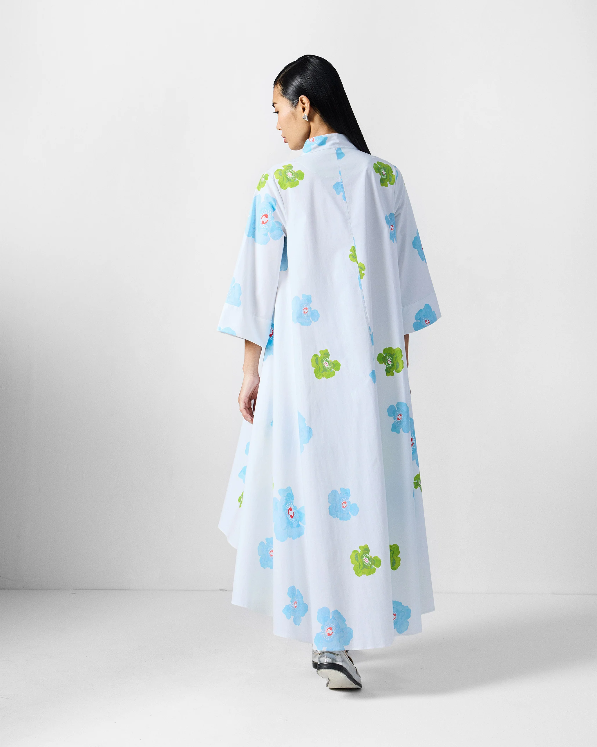 Nava Dress - White & Blue Printed - Image 3