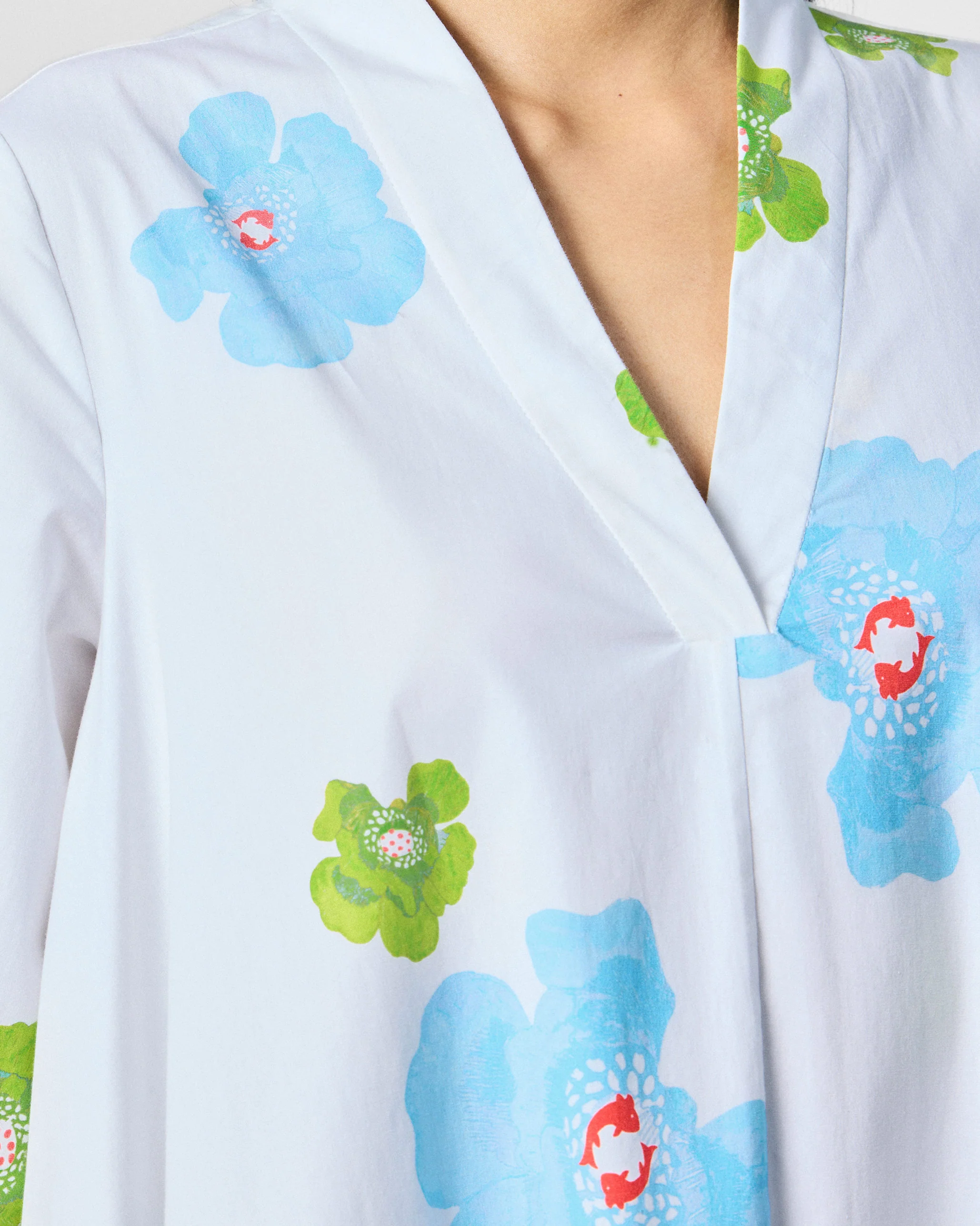 Nava Dress - White & Blue Printed - Image 4
