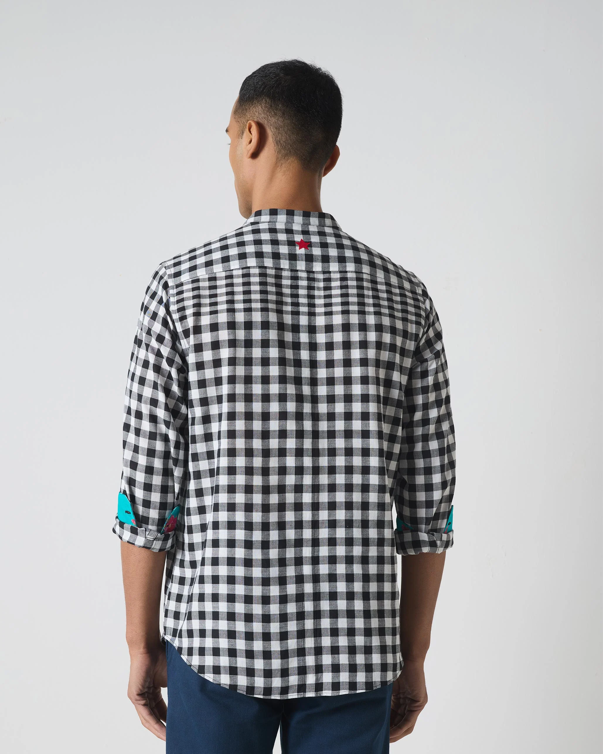 Nawab Shirt - Black & White Checks - Image 3