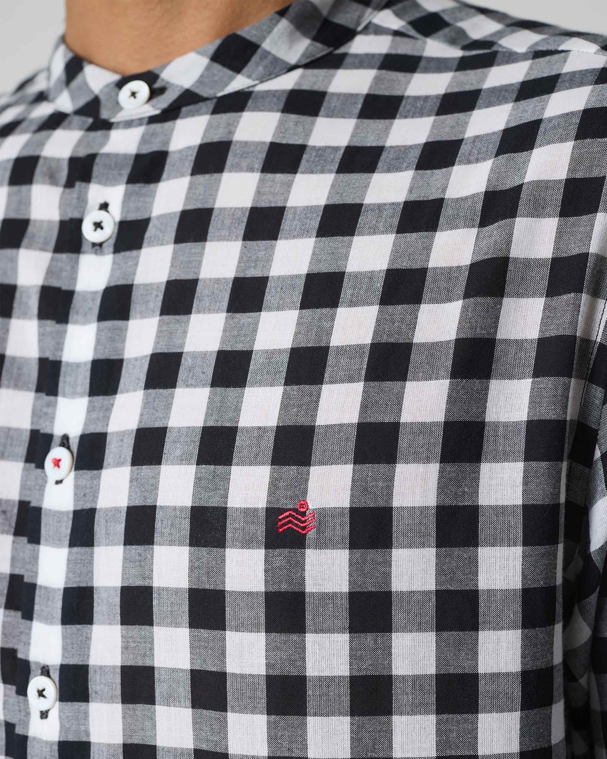 Nawab Shirt - Black & White Checks - Image 4