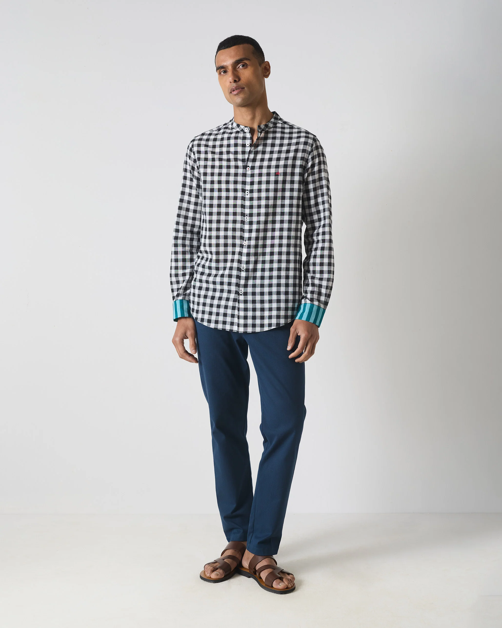 Nawab Shirt - Black & White Checks - Image 7