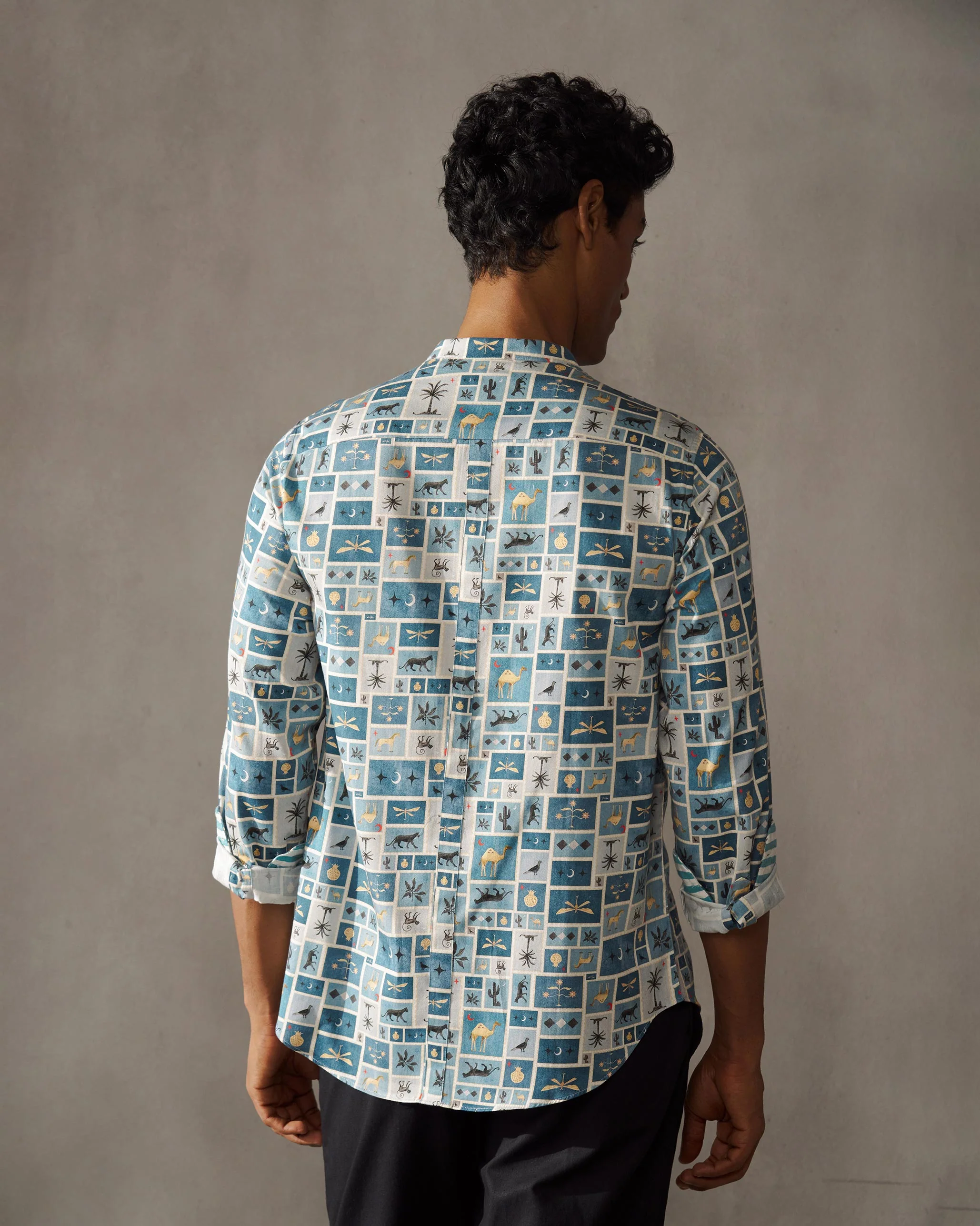 Nawab Shirt - Blue Print - Image 4
