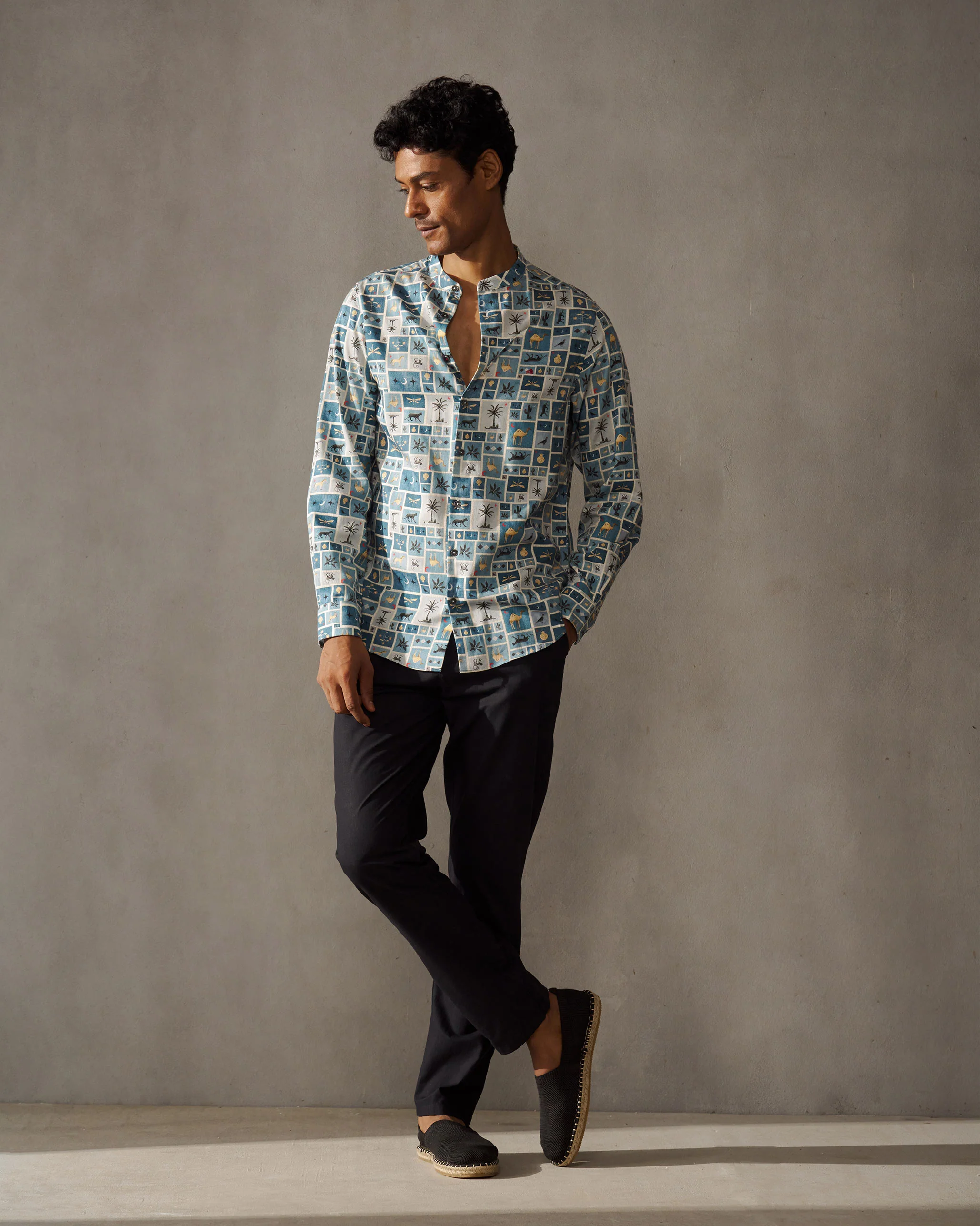Nawab Shirt - Blue Print - Image 5