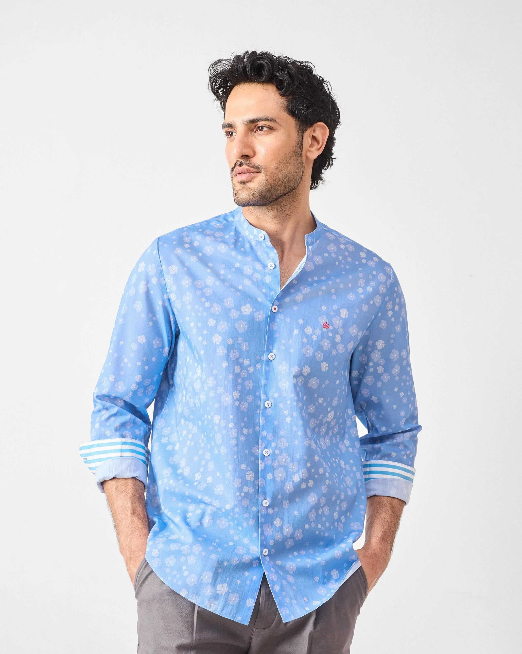 Nawab Shirt - Blue Printed