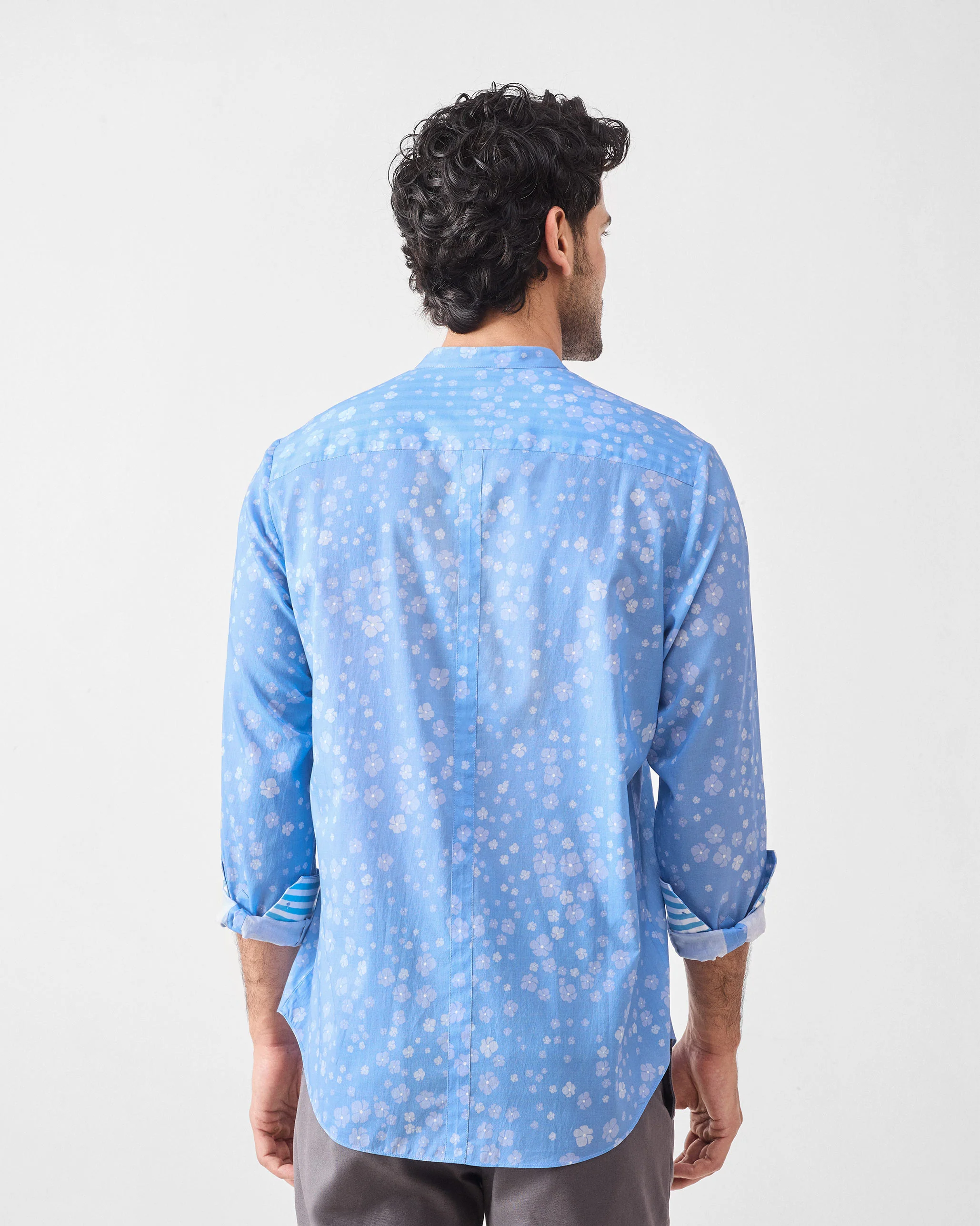 Nawab Shirt - Blue Printed - Image 2