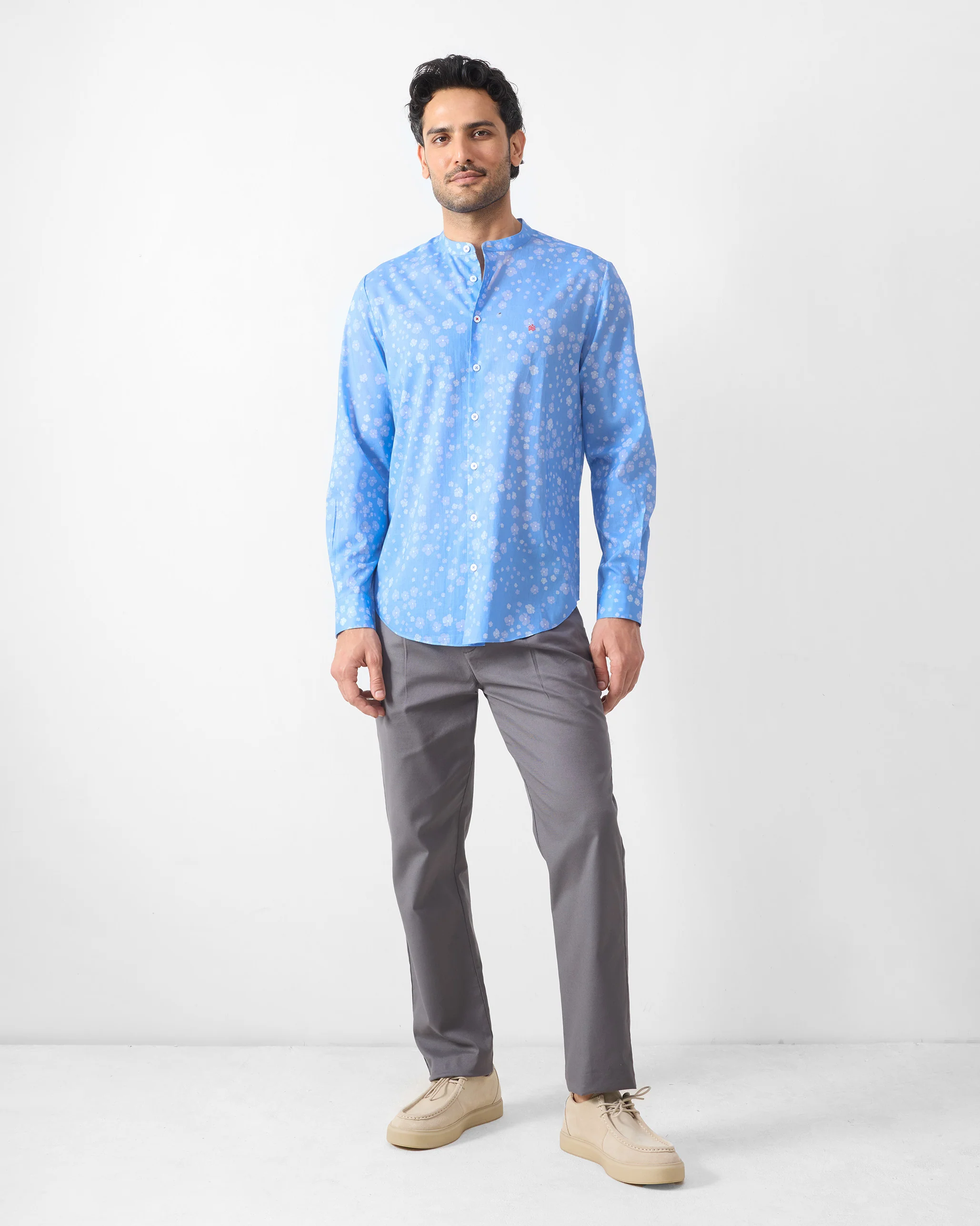 Nawab Shirt - Blue Printed - Image 7