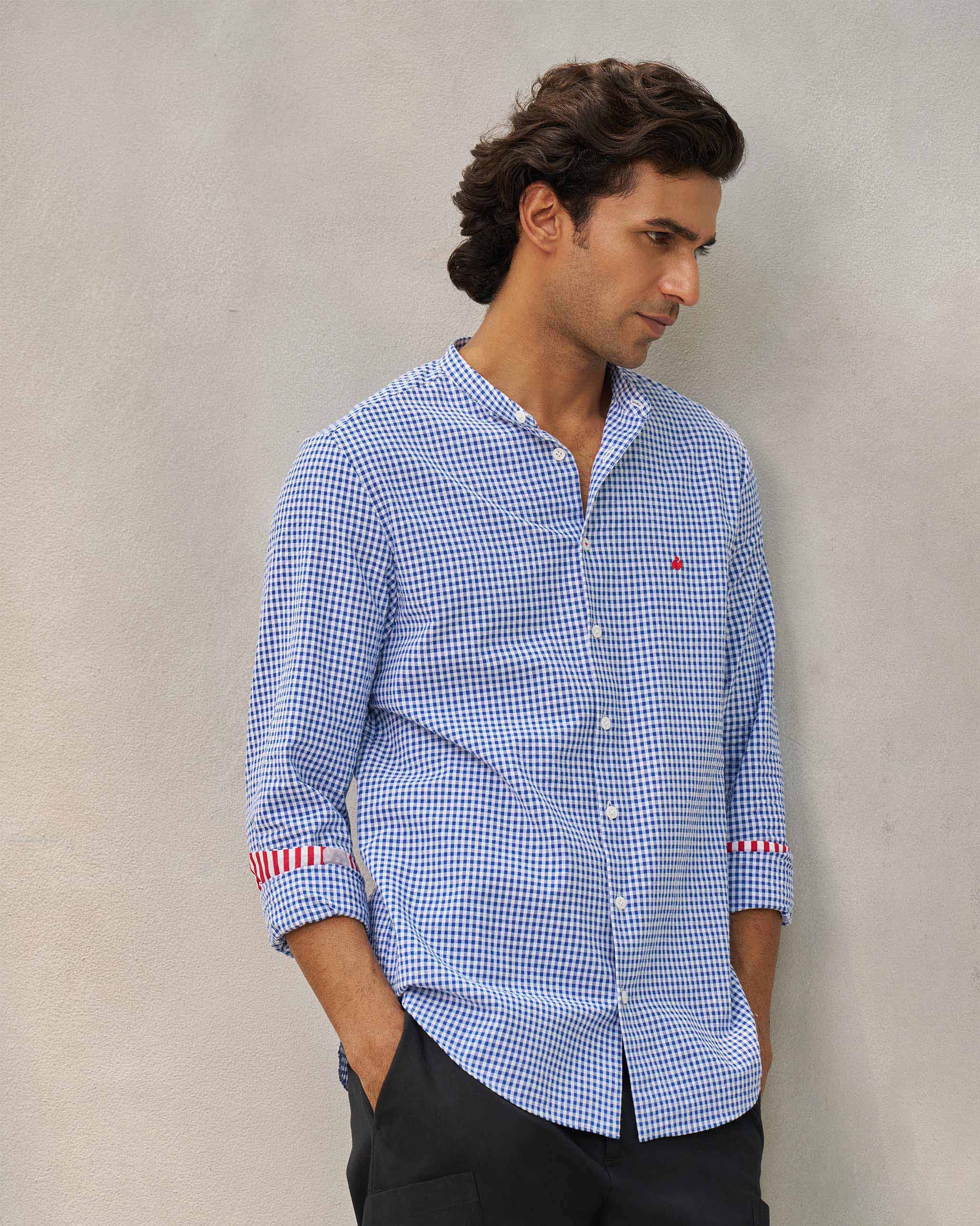 Nawab Shirt - Blue & White - Image 3