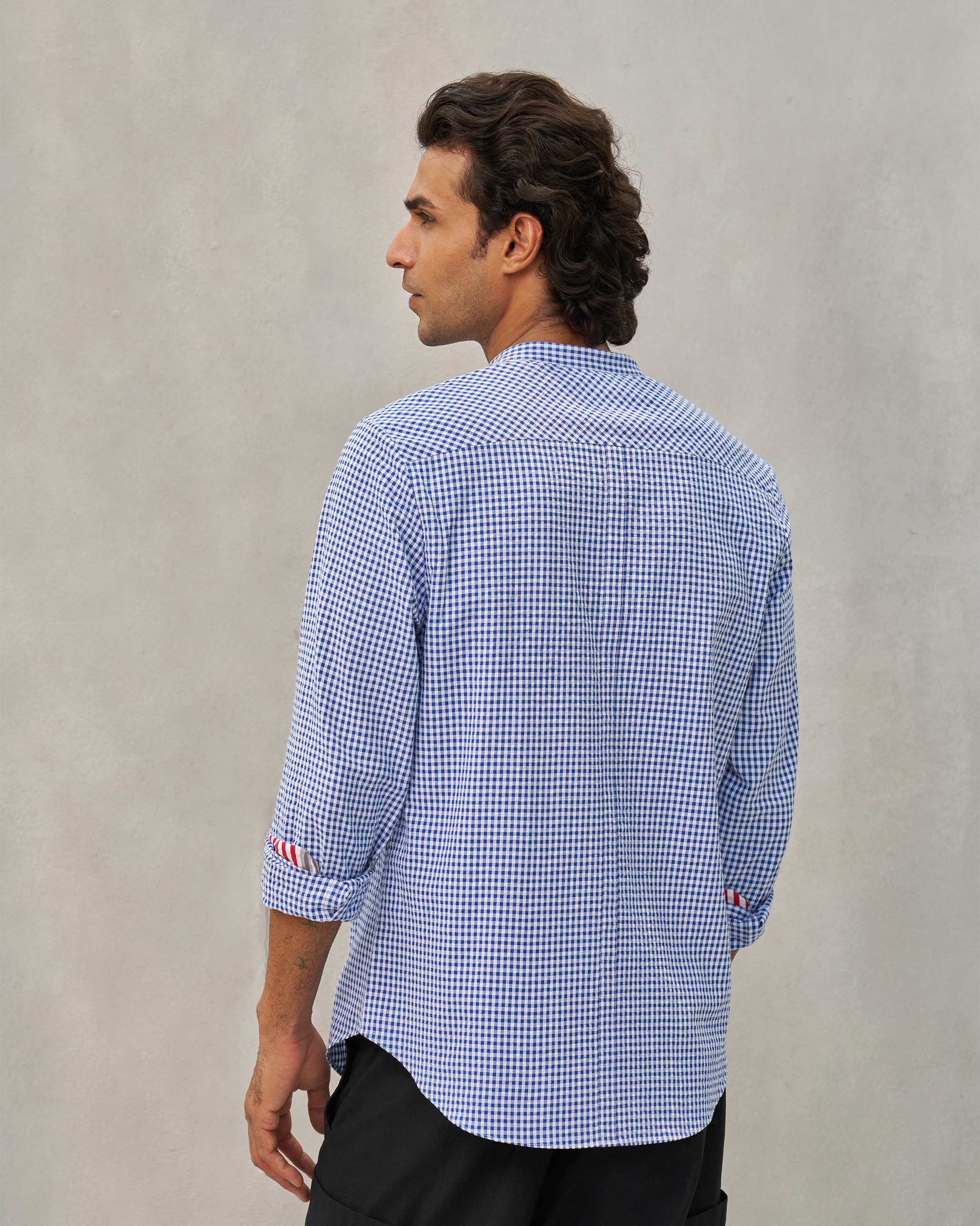Nawab Shirt - Blue & White - Image 4