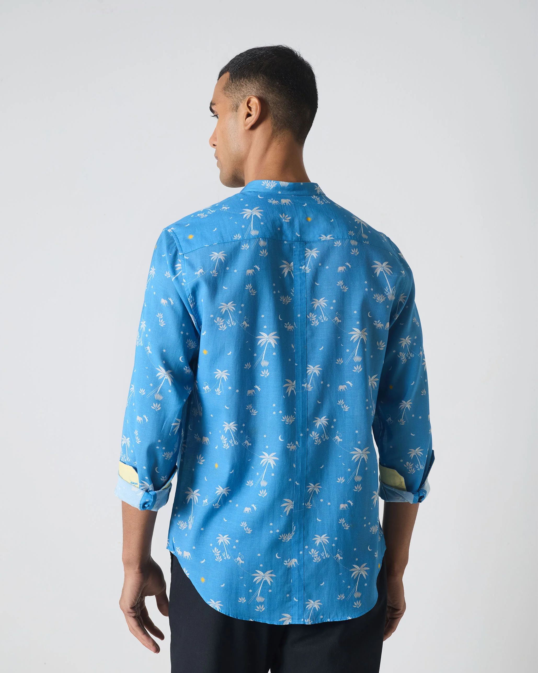 Nawab Shirt - Blue & White Print - Image 3