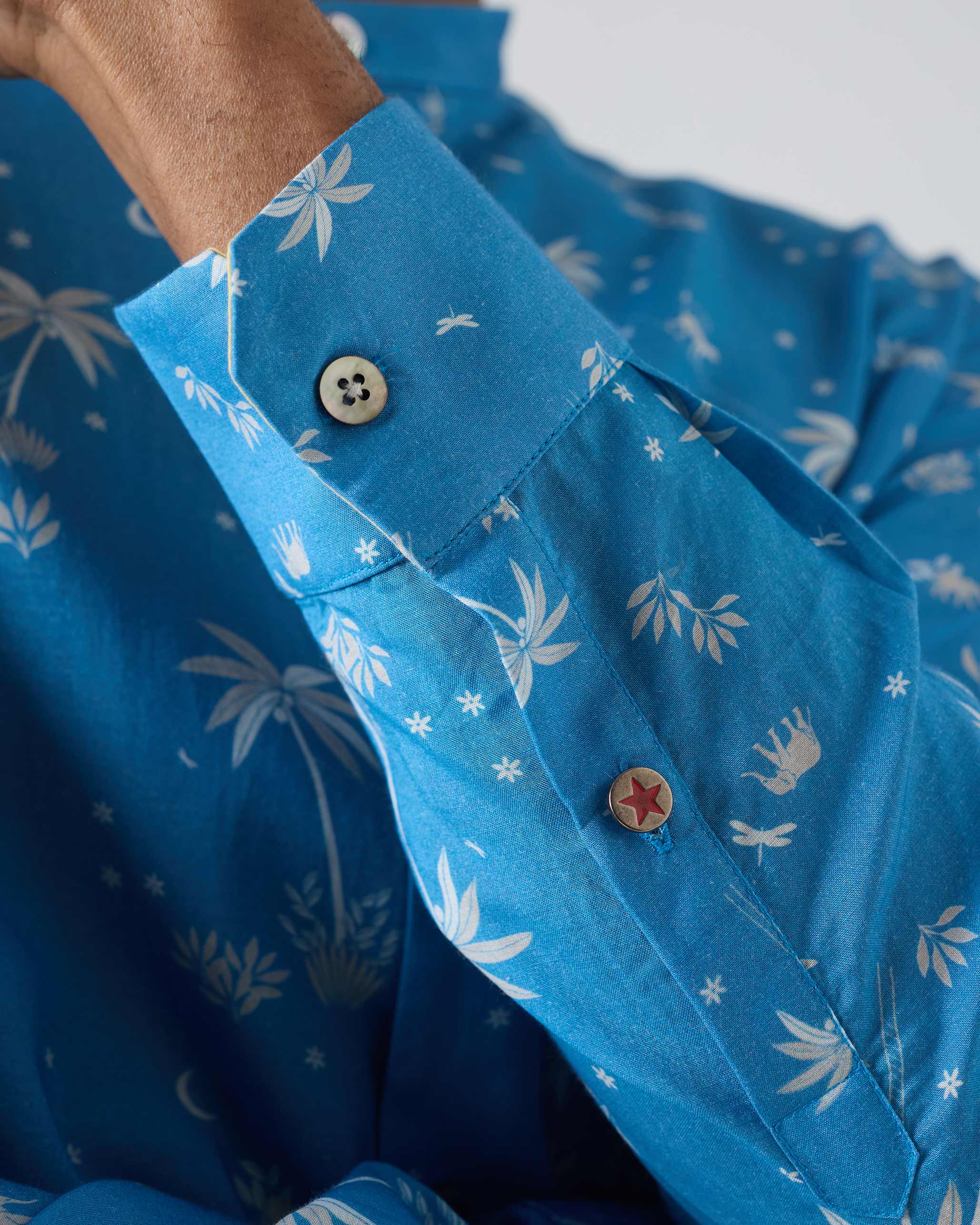 Nawab Shirt - Blue & White Print - Image 5
