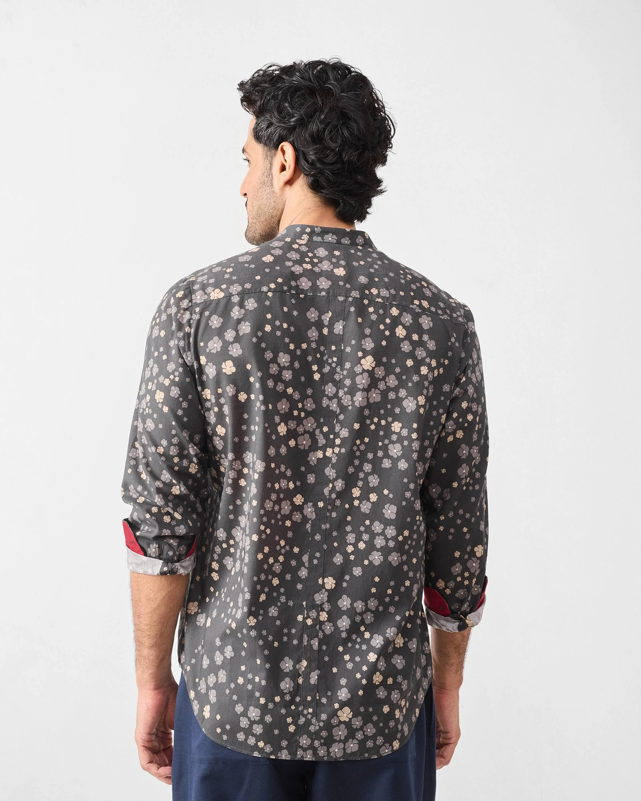 Nawab Shirt - Charcoal Printed - Image 2