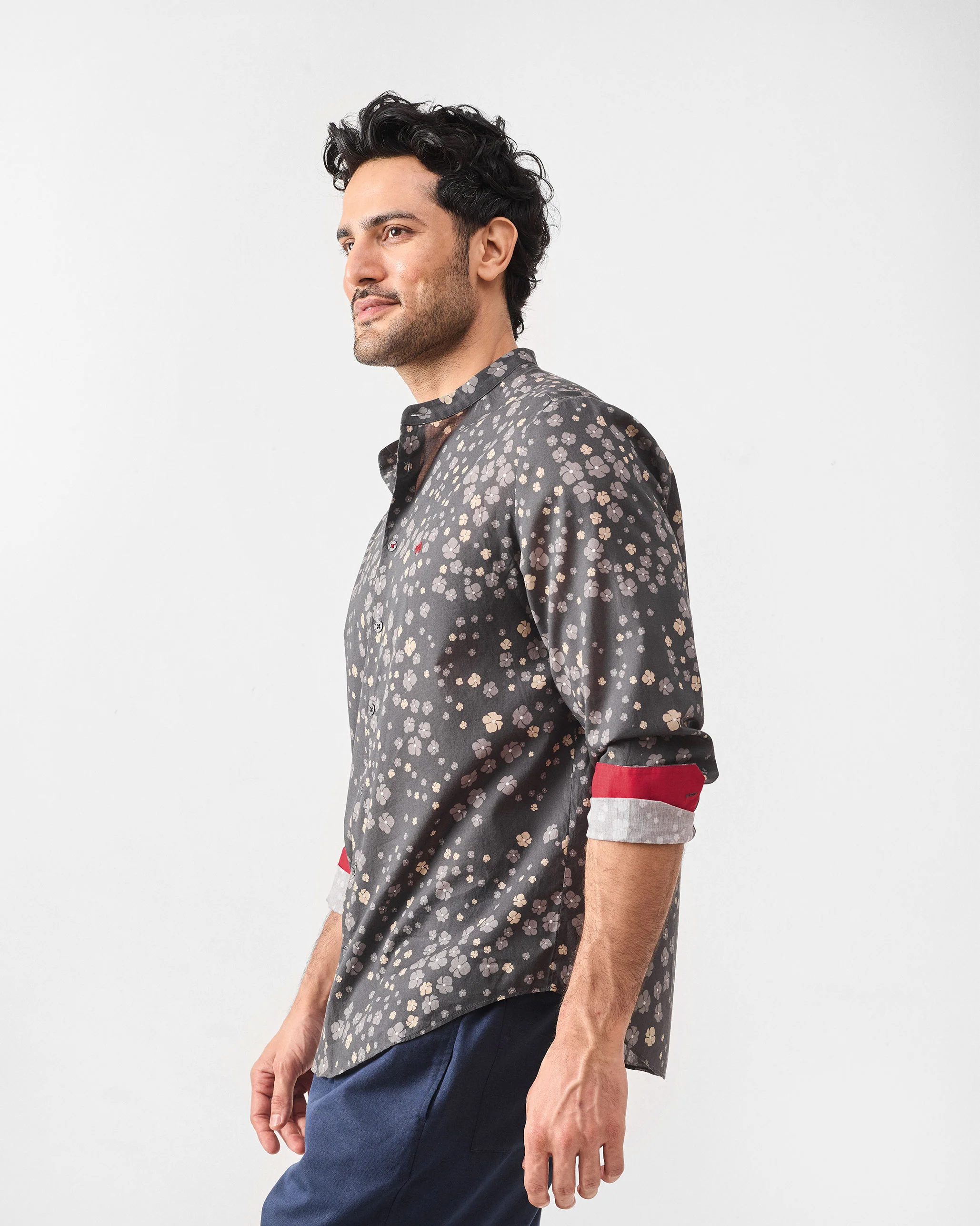 Nawab Shirt - Charcoal Printed - Image 3