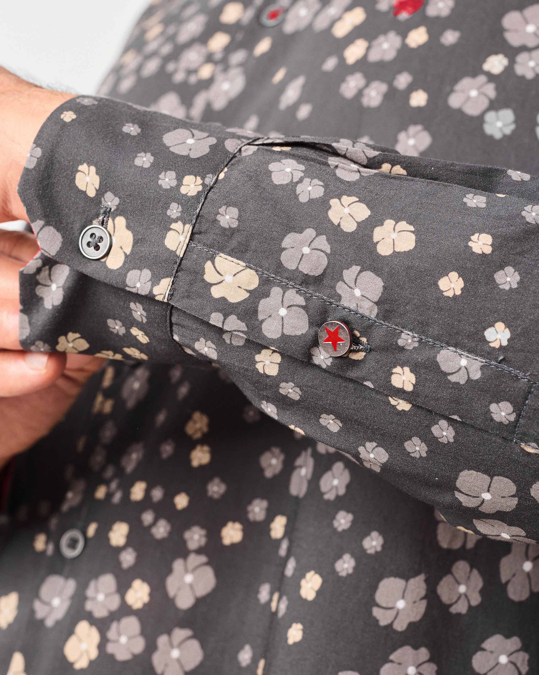 Nawab Shirt - Charcoal Printed - Image 4
