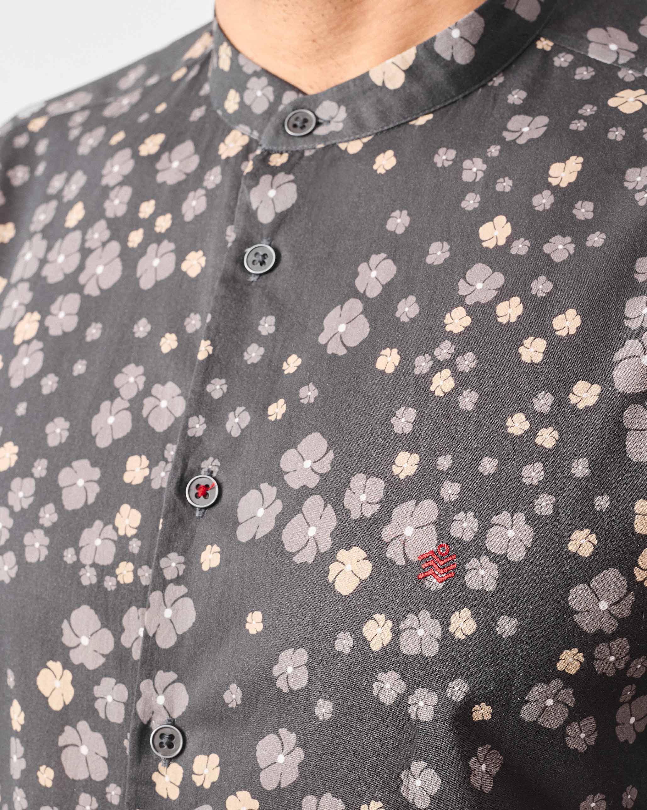 Nawab Shirt - Charcoal Printed - Image 5