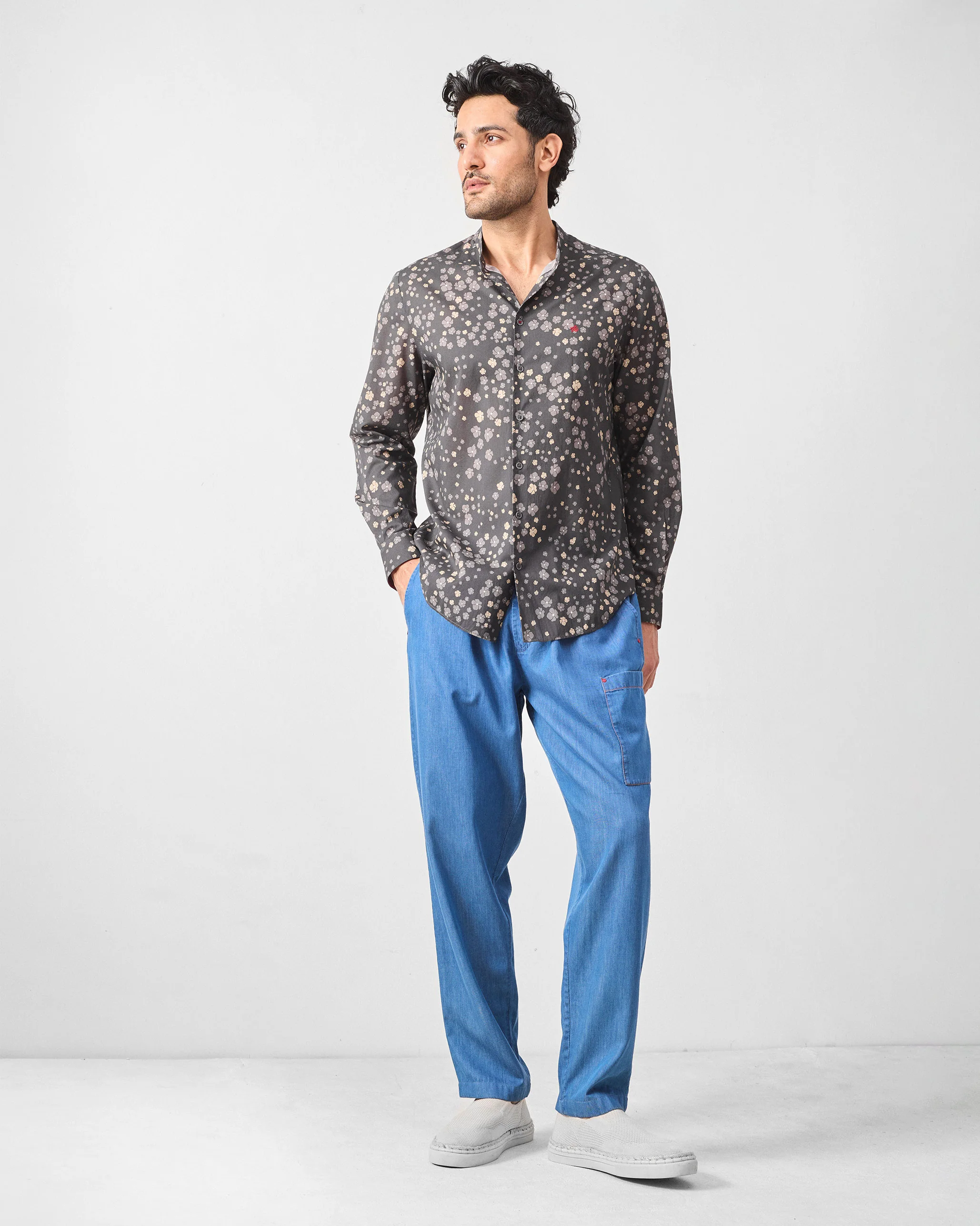 Nawab Shirt - Charcoal Printed - Image 7