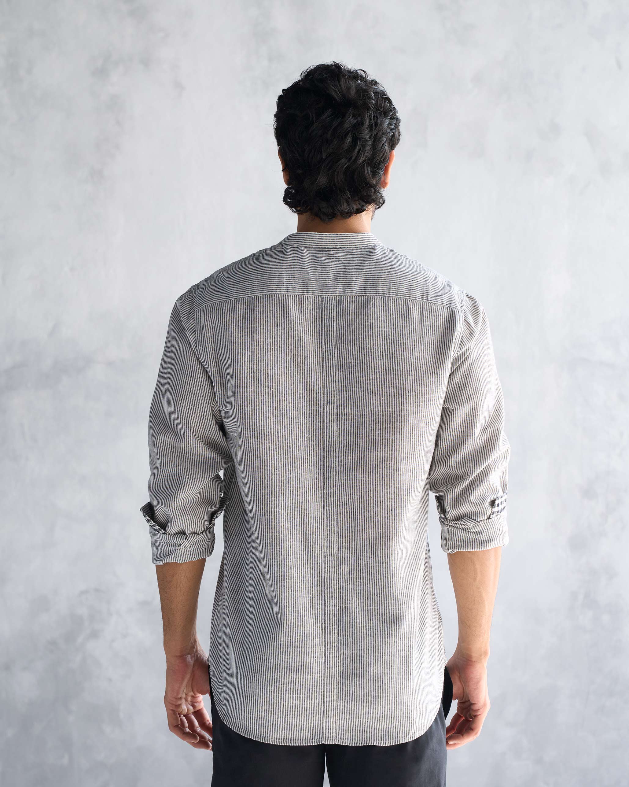 Nawab Shirt - Charcoal Stripe - Image 4