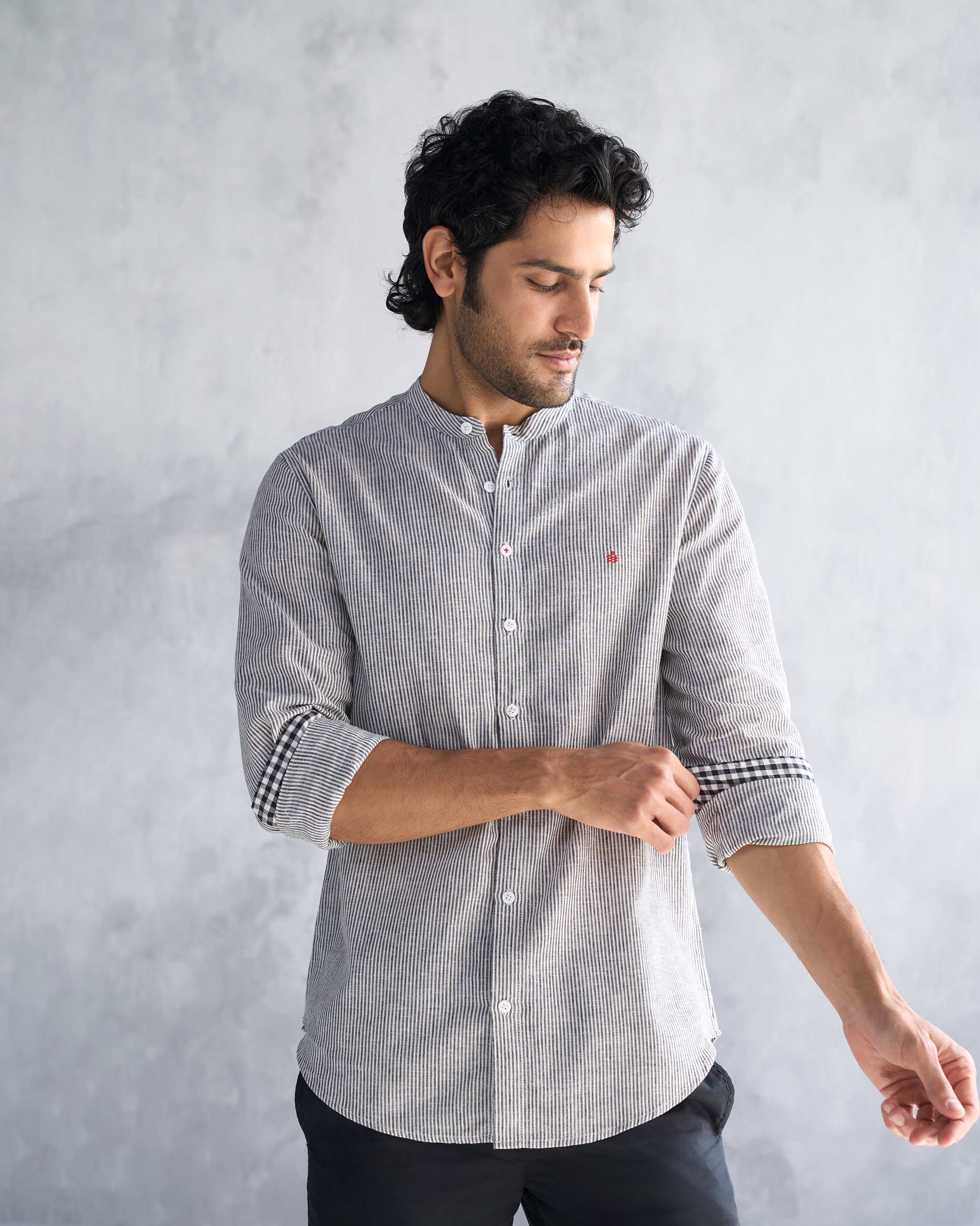 Nawab Shirt - Charcoal Stripe - Image 5