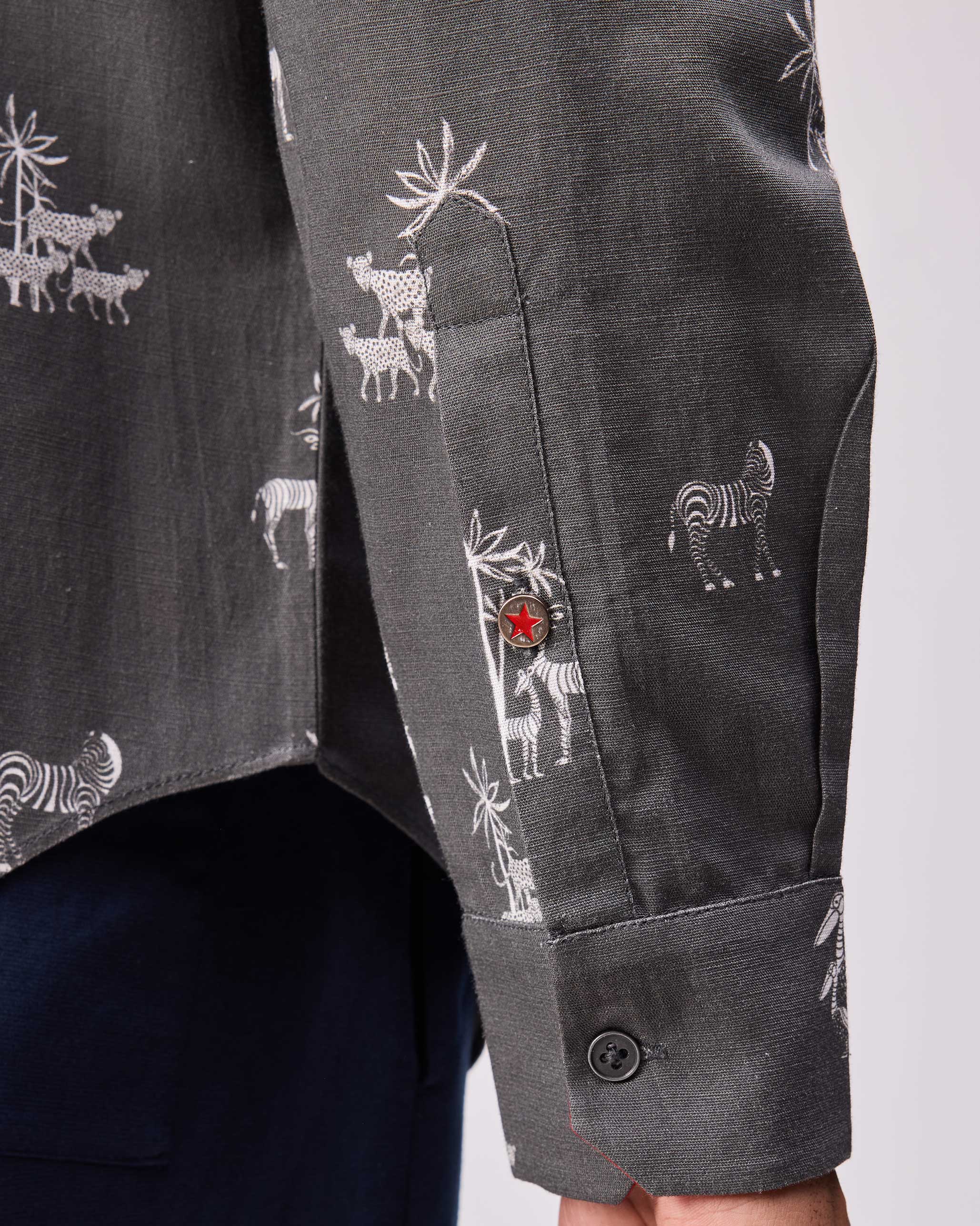 Nawab Shirt - Grey Print - Image 3