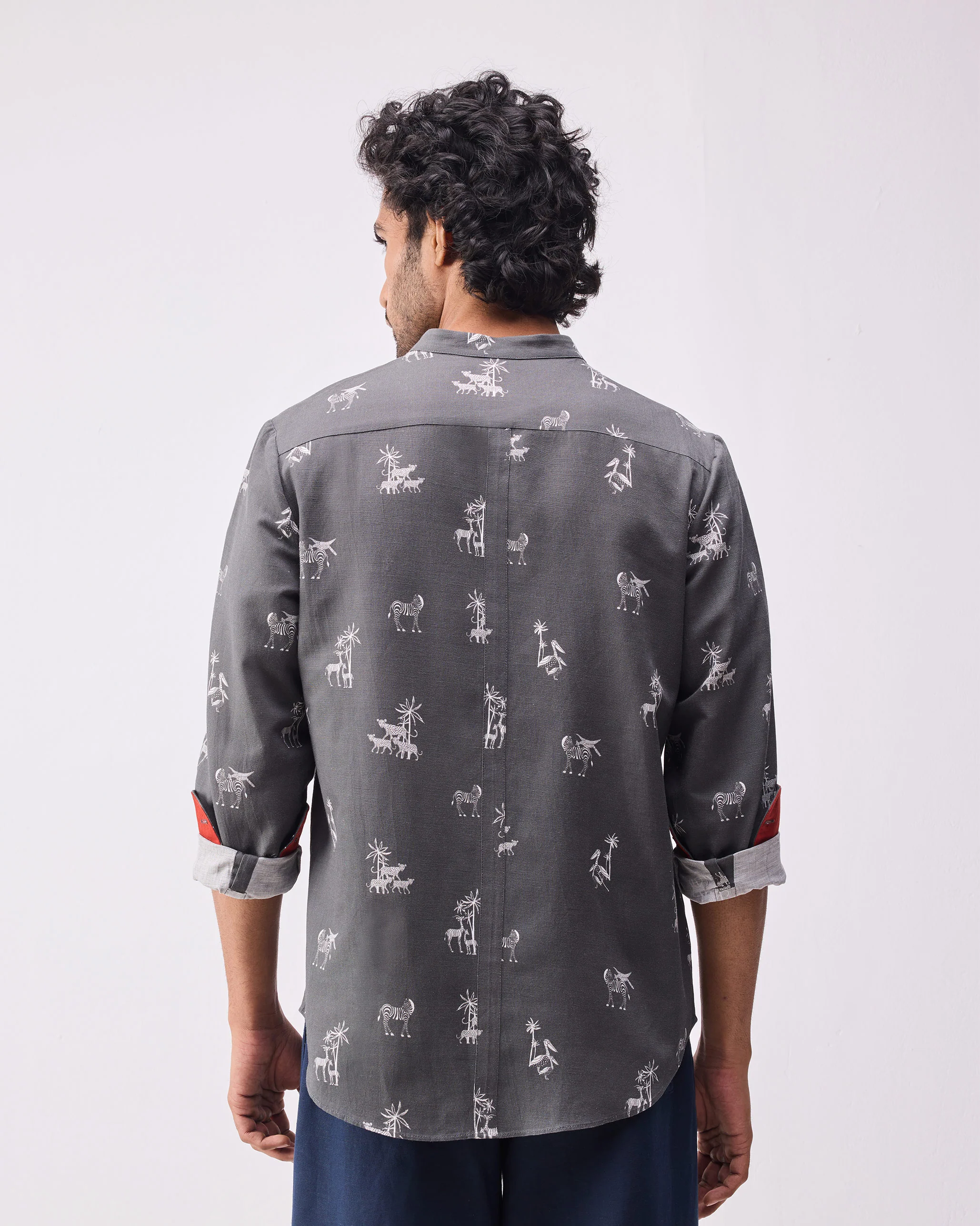 Nawab Shirt - Grey Print - Image 4