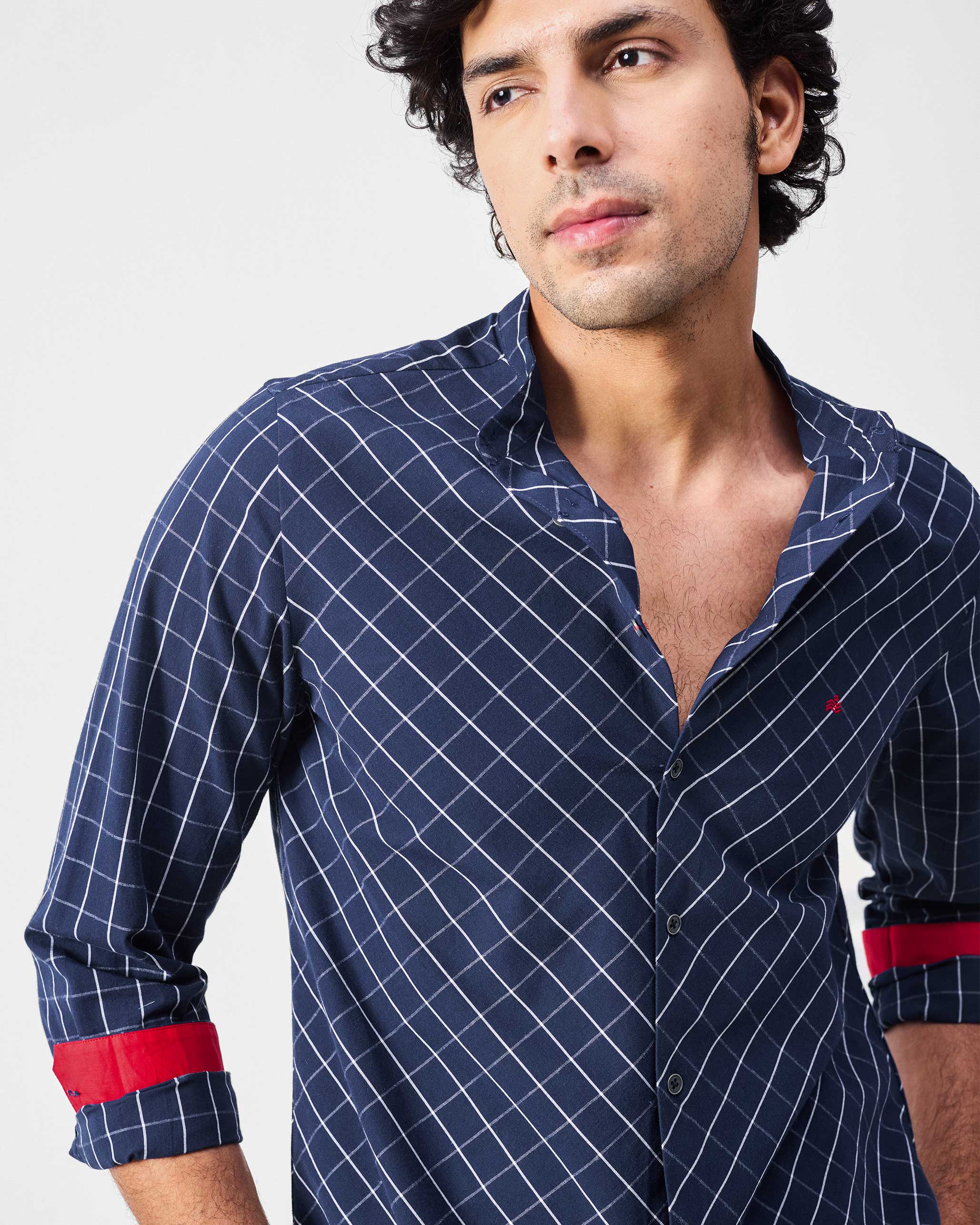 Nawab Shirt - Navy & White Checks - Image 2
