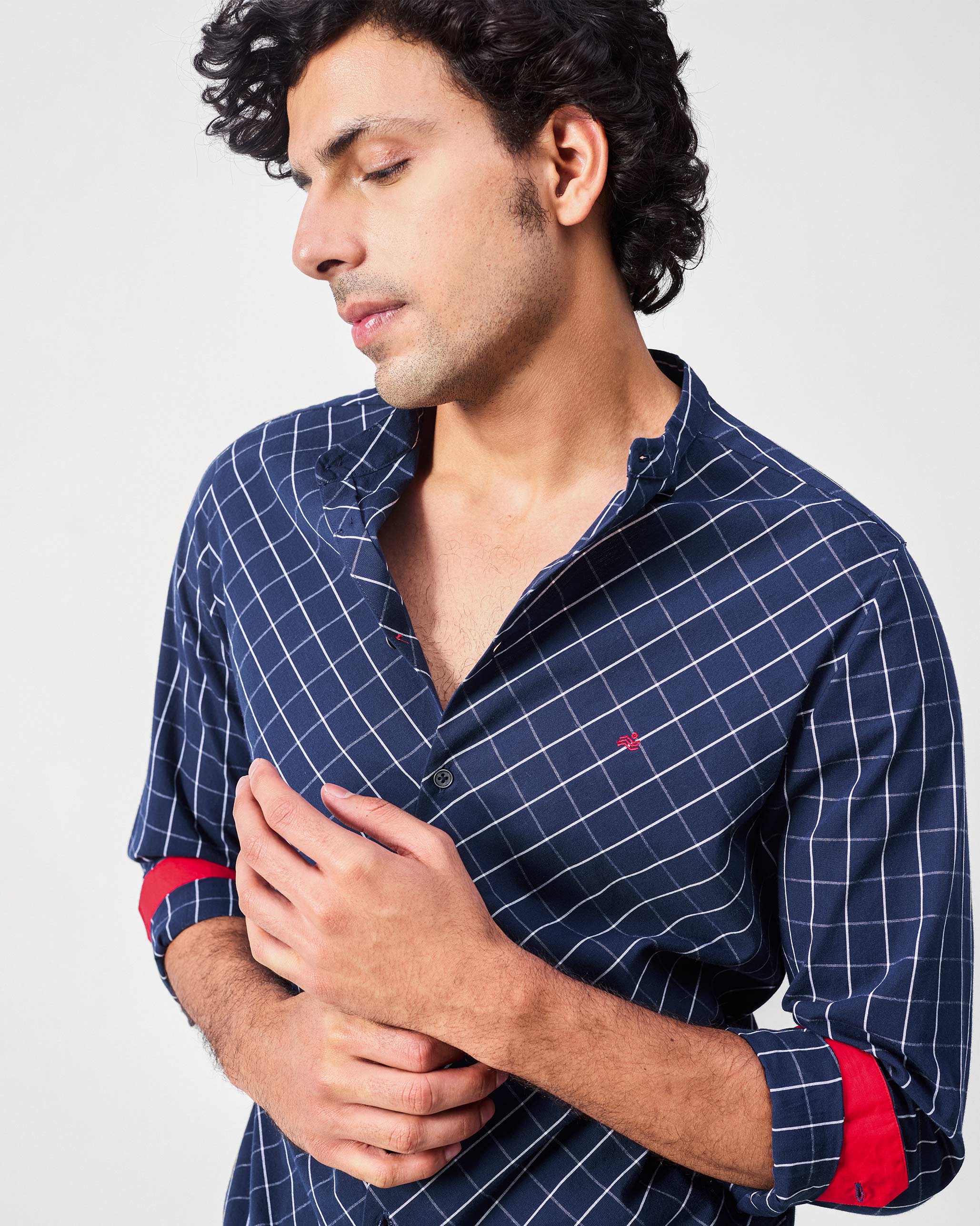Nawab Shirt - Navy & White Checks - Image 3