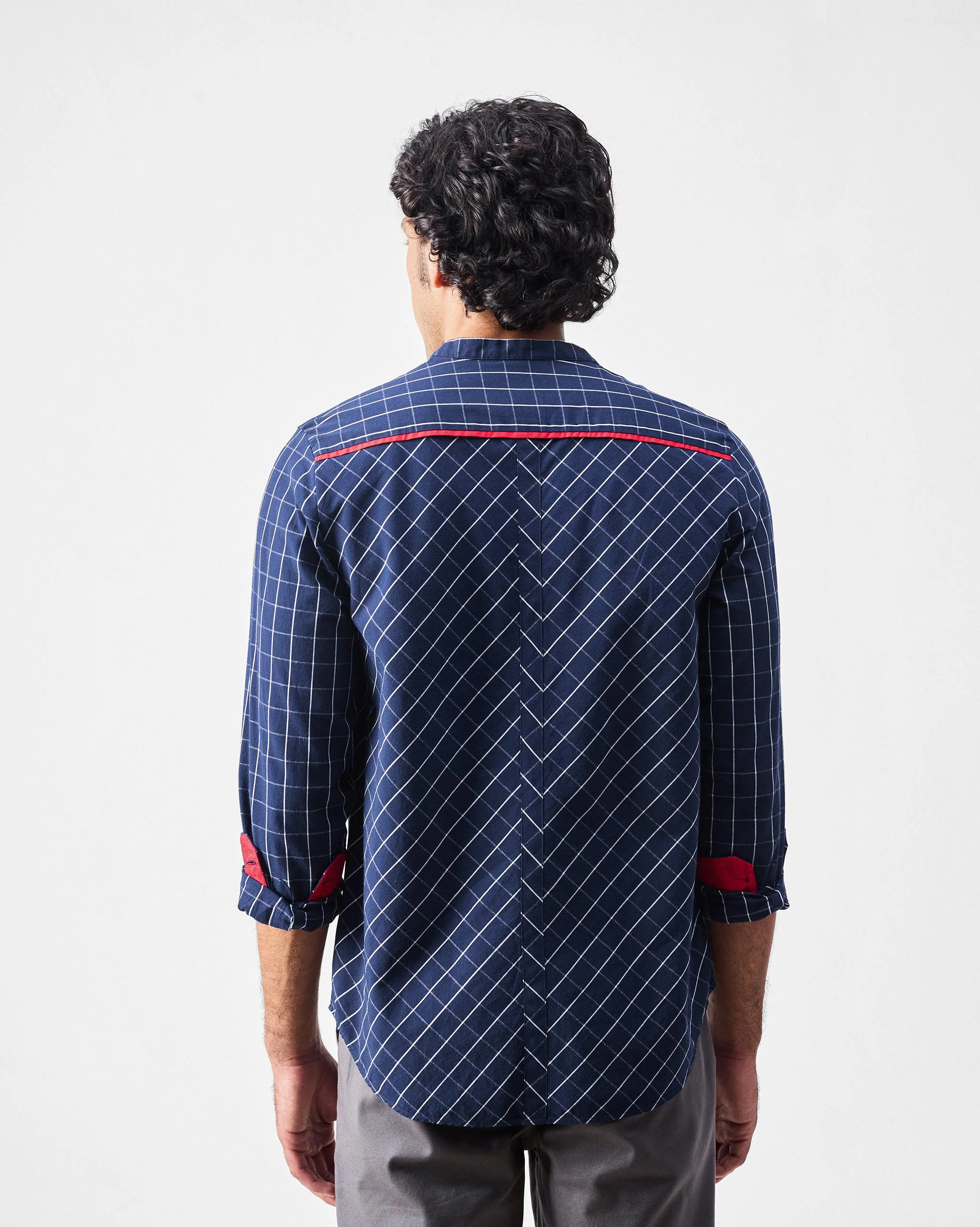 Nawab Shirt - Navy & White Checks - Image 4