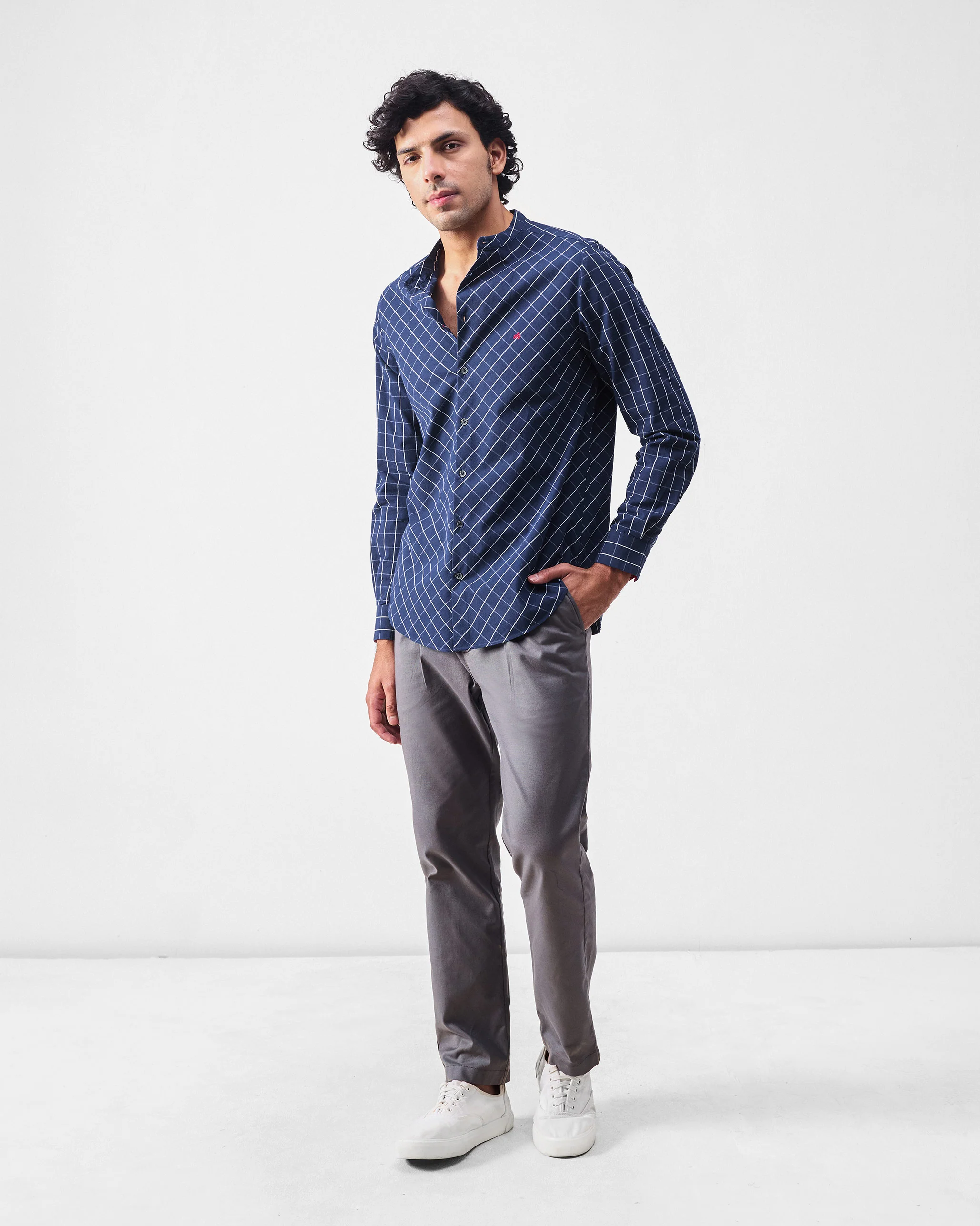 Nawab Shirt - Navy & White Checks - Image 5