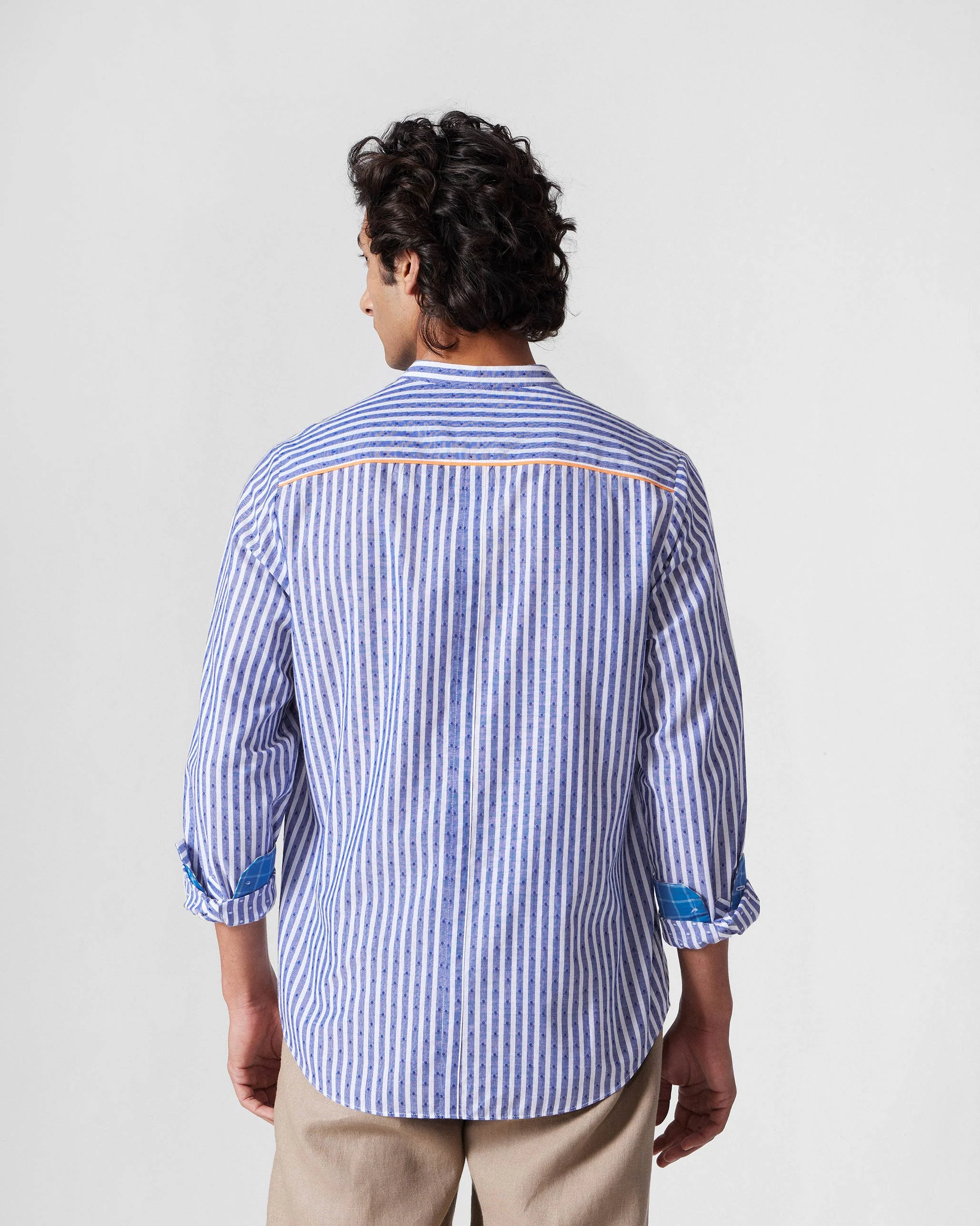 Nawab Shirt - Navy & White Stripes - Image 3