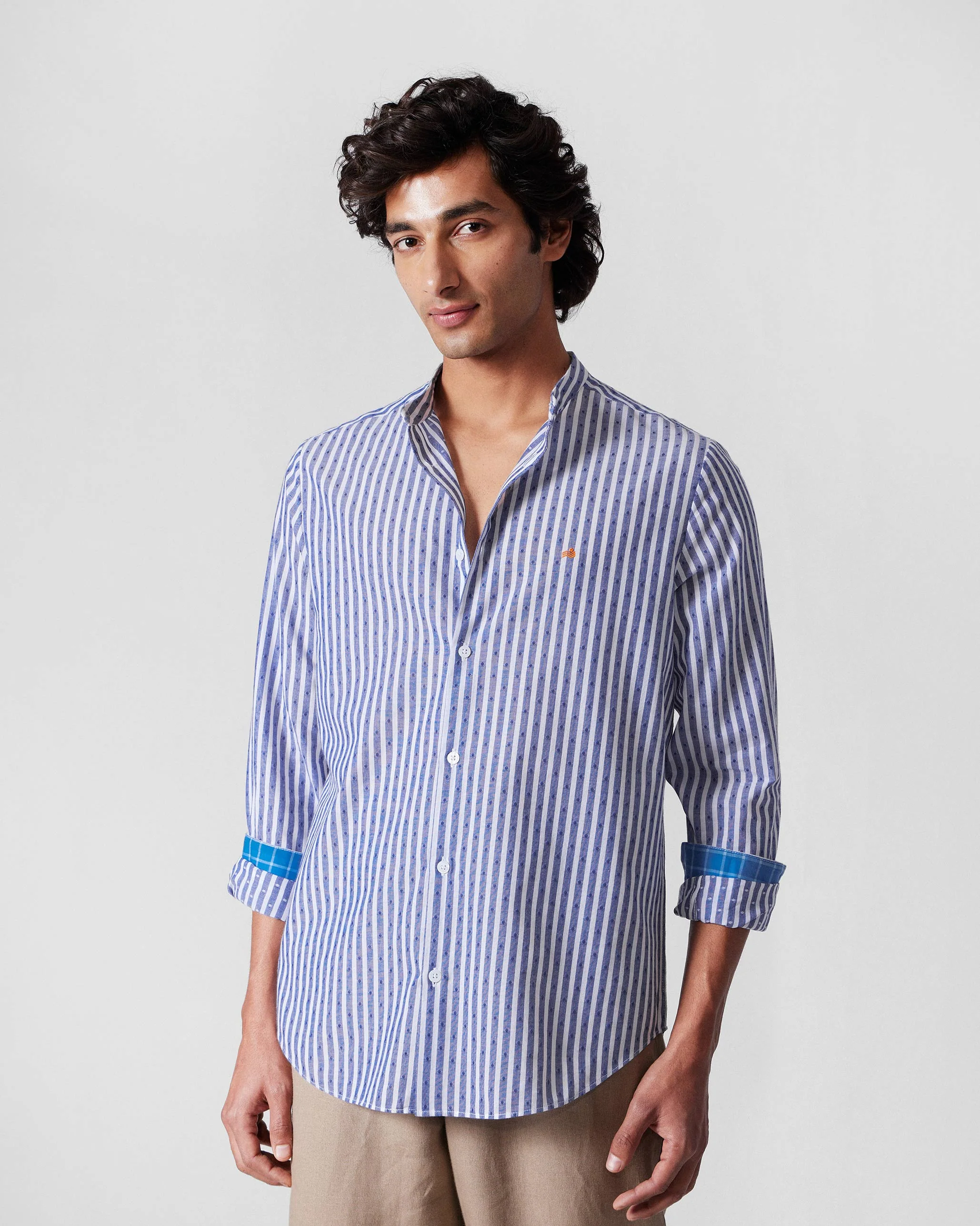 Nawab Shirt - Navy & White Stripes - Image 5
