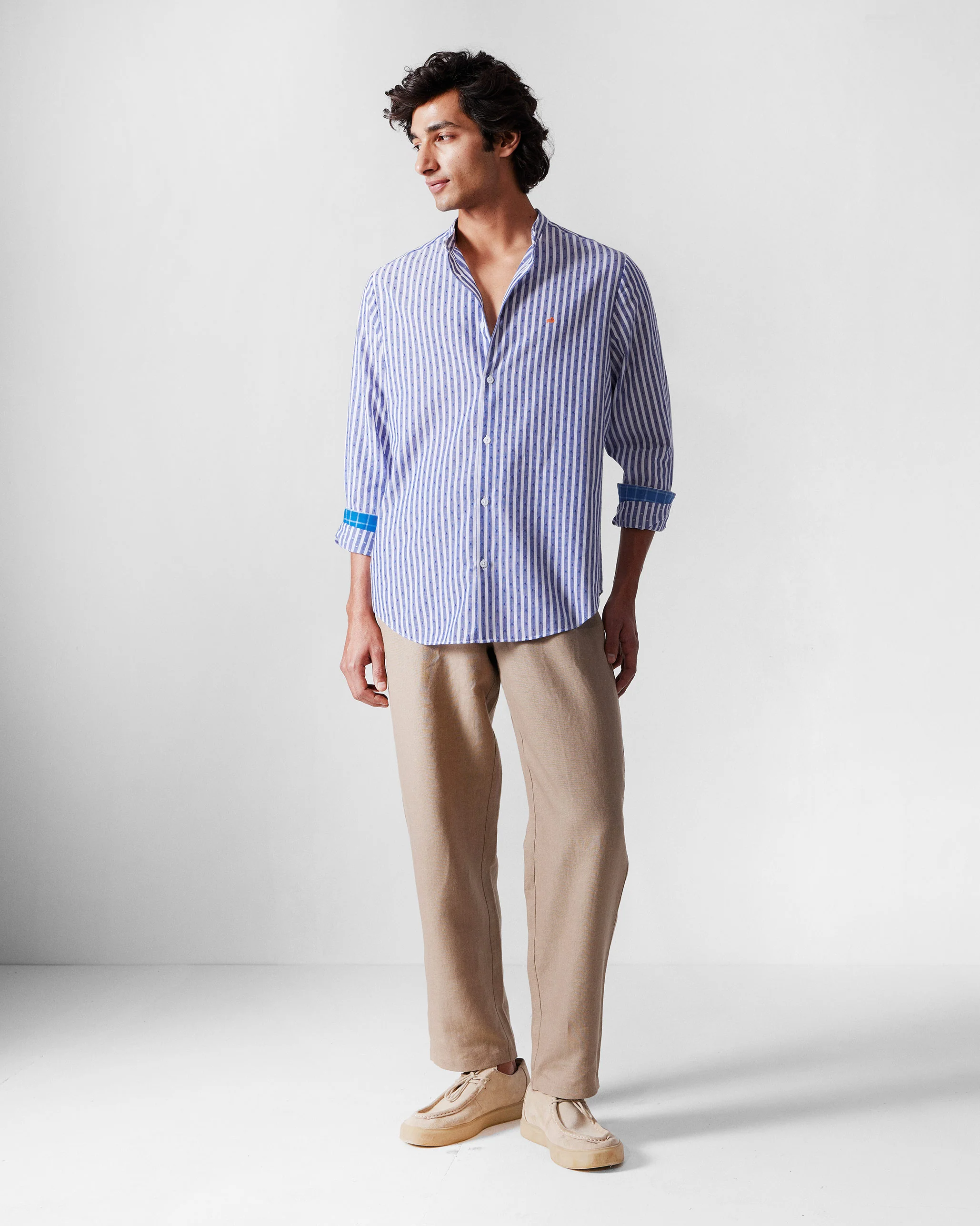 Nawab Shirt - Navy & White Stripes - Image 6