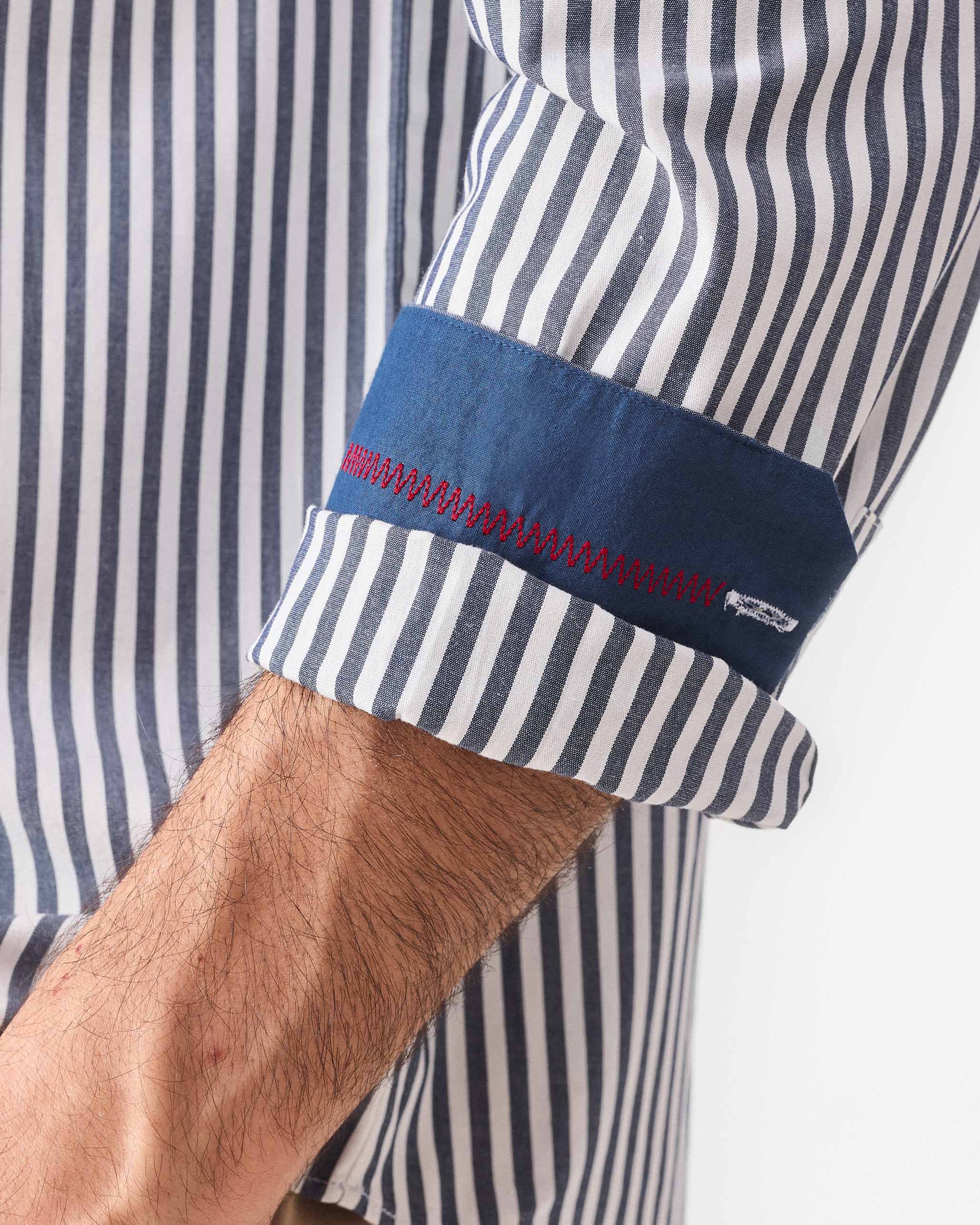 Nawab Shirt - Navy & White Stripes - Image 4