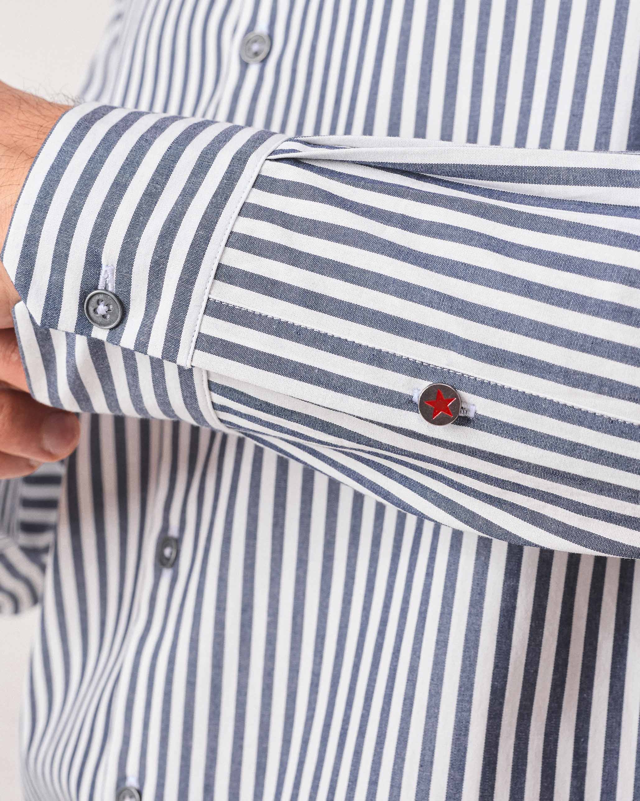 Nawab Shirt - Navy & White Stripes - Image 6