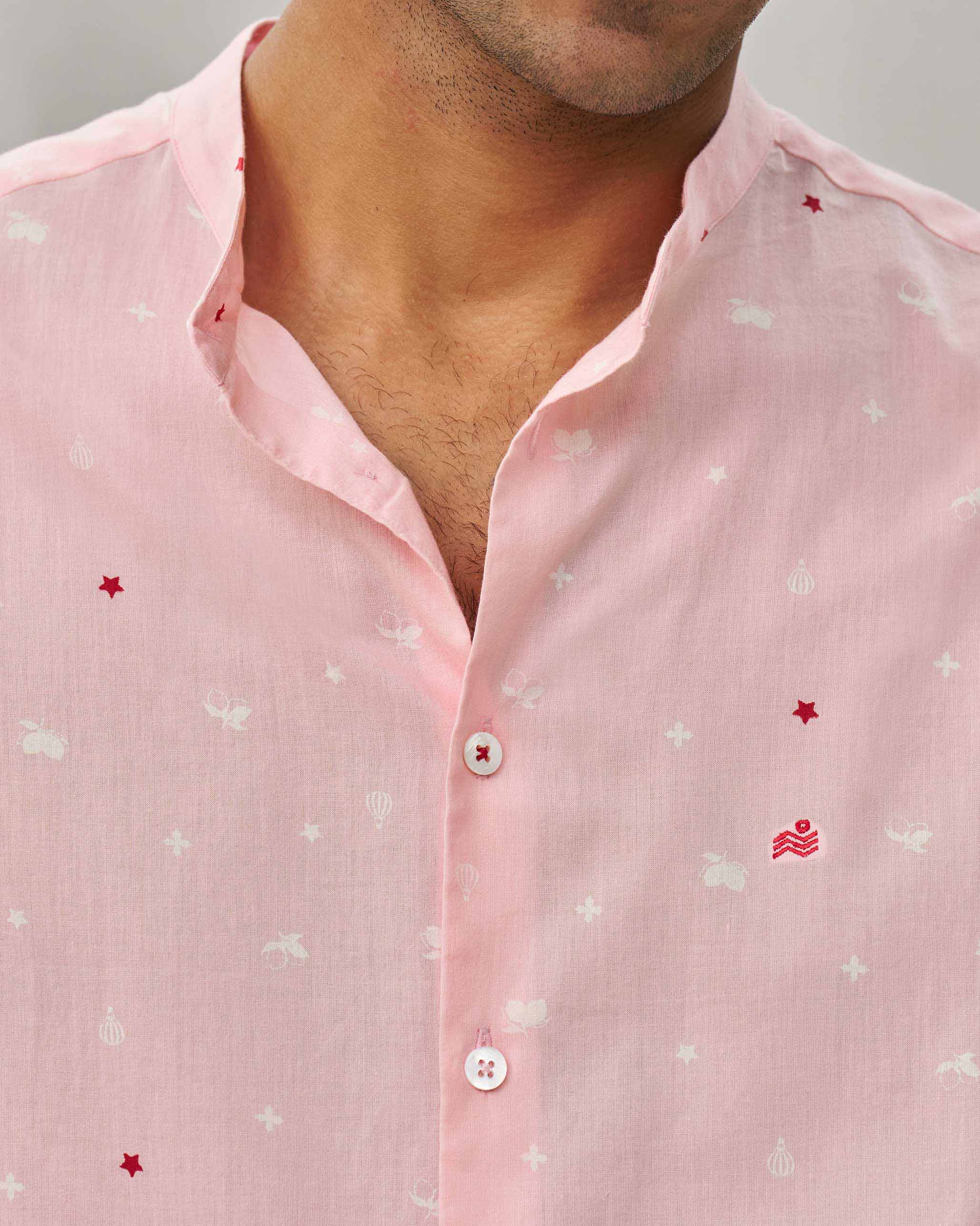 Nawab Shirt - Pink & Ivory - Image 2