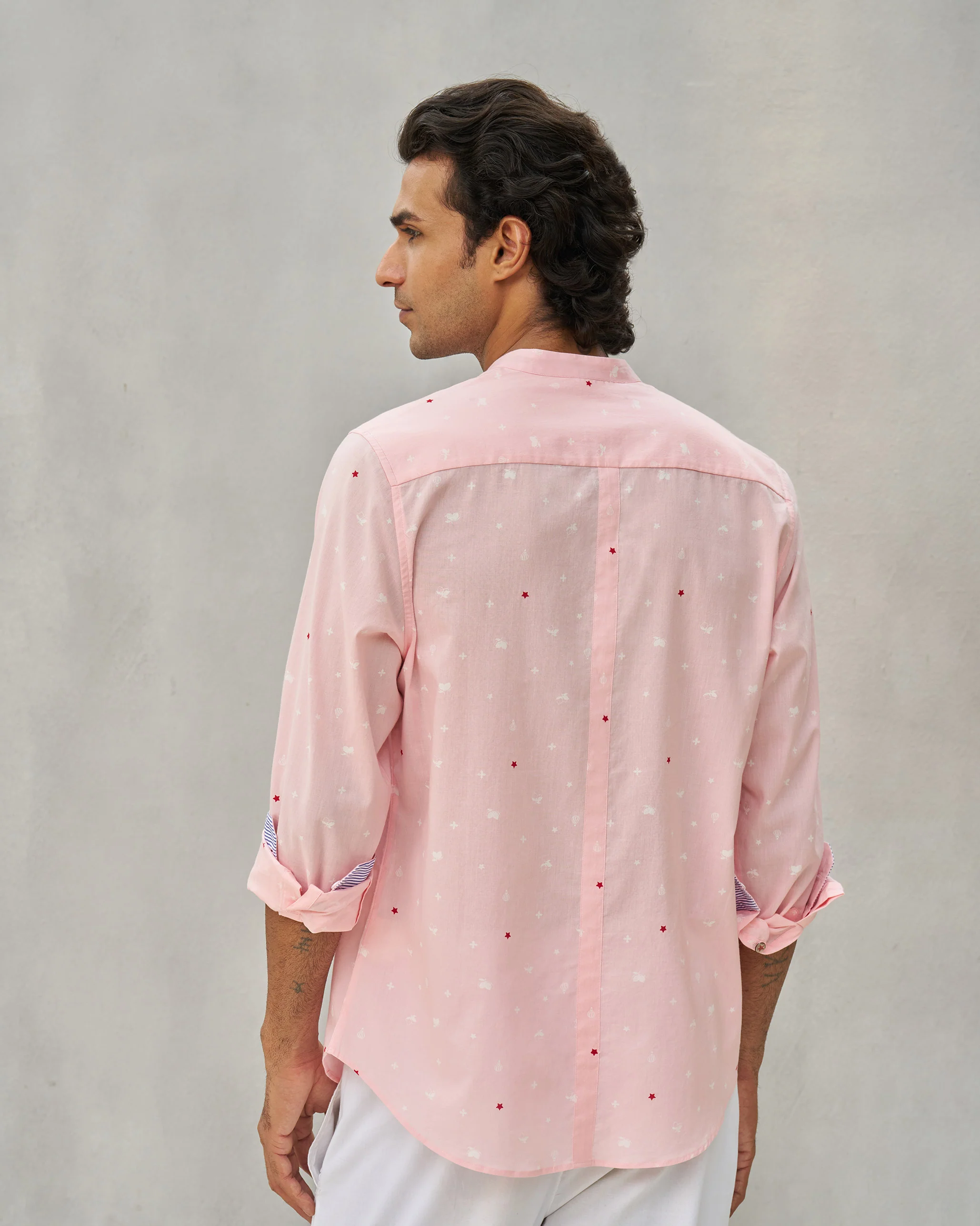 Nawab Shirt - Pink & Ivory - Image 4