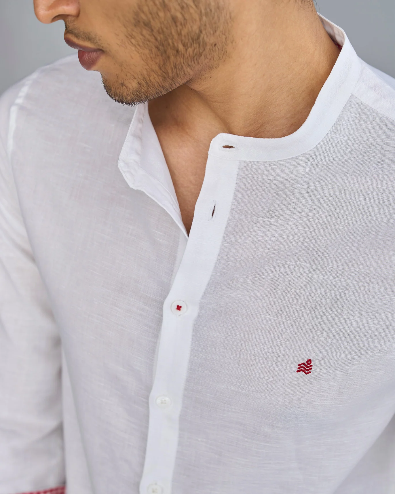 Nawab Shirt - White & Red - Image 3