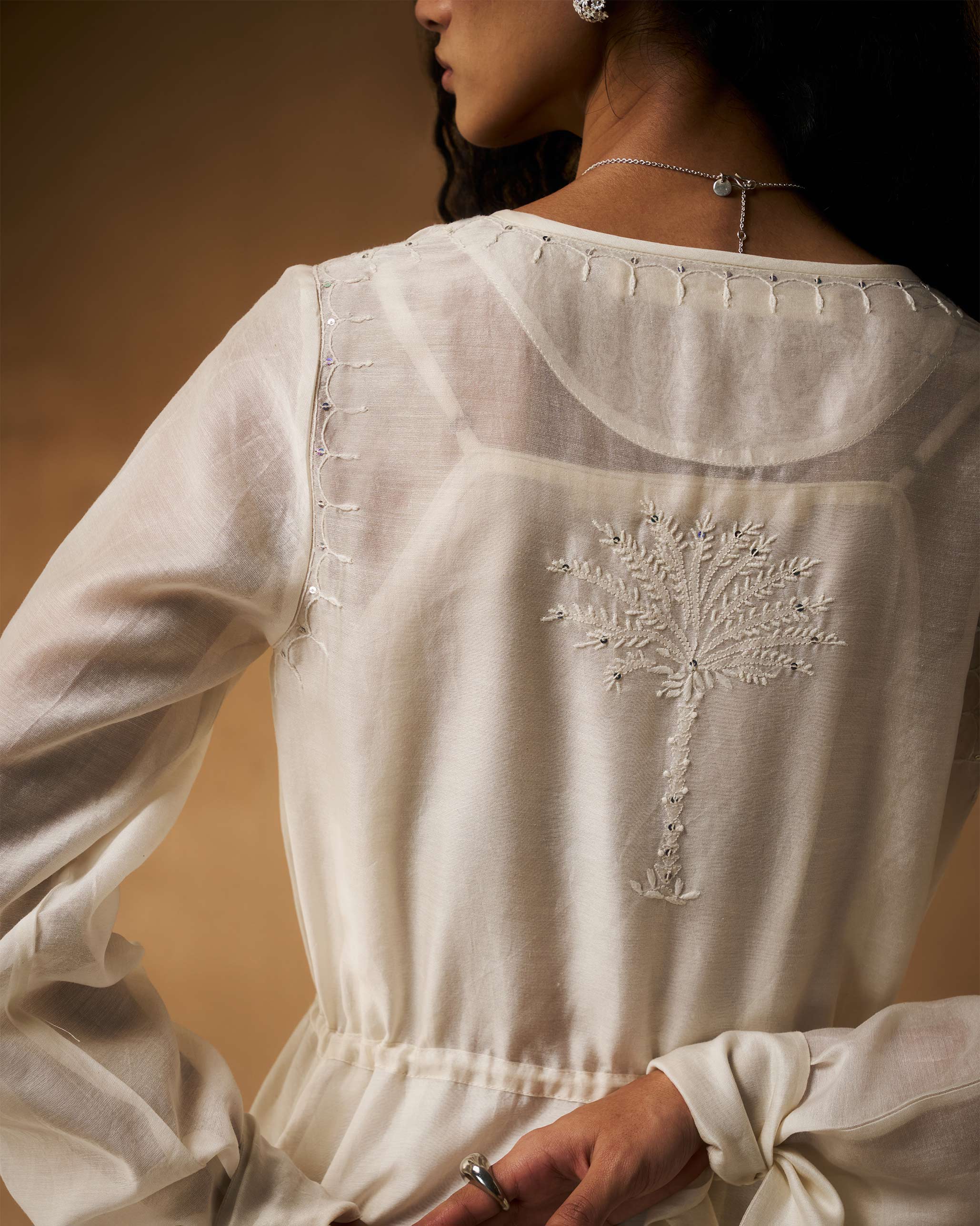 Nazaha Overlay - Ivory Chikankari - Image 2
