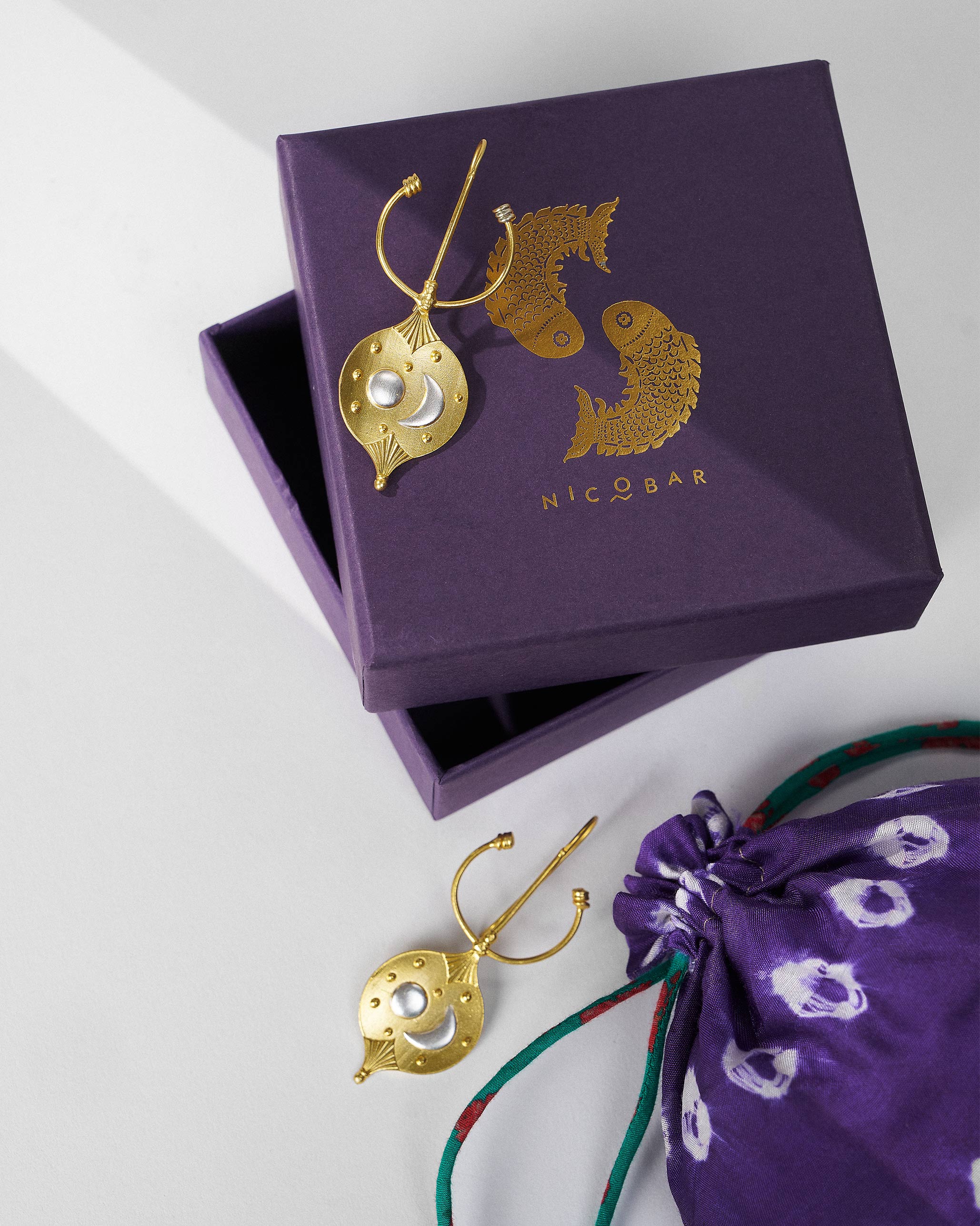 Nebra Disk Earrings - Gold & Silver - Image 4