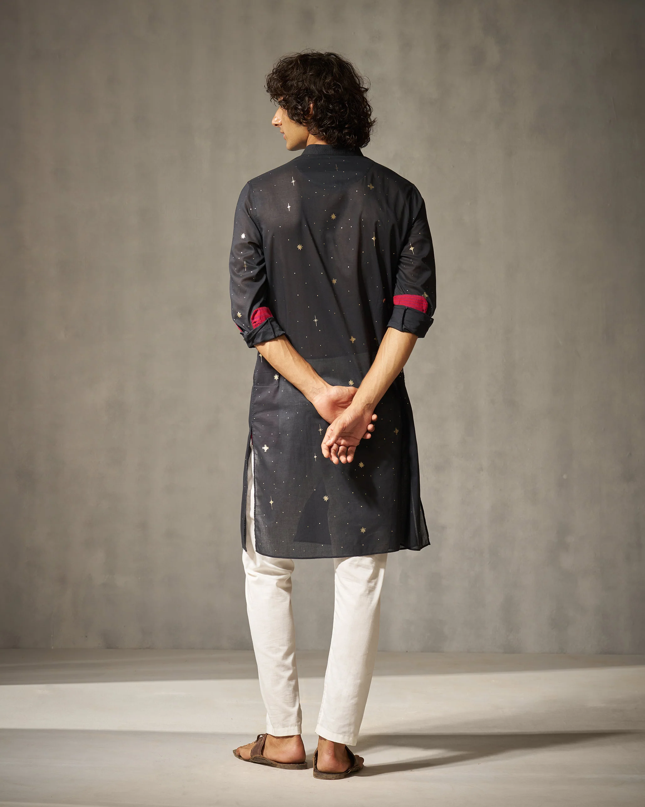 Neckband Kurta - Black Print - Image 3