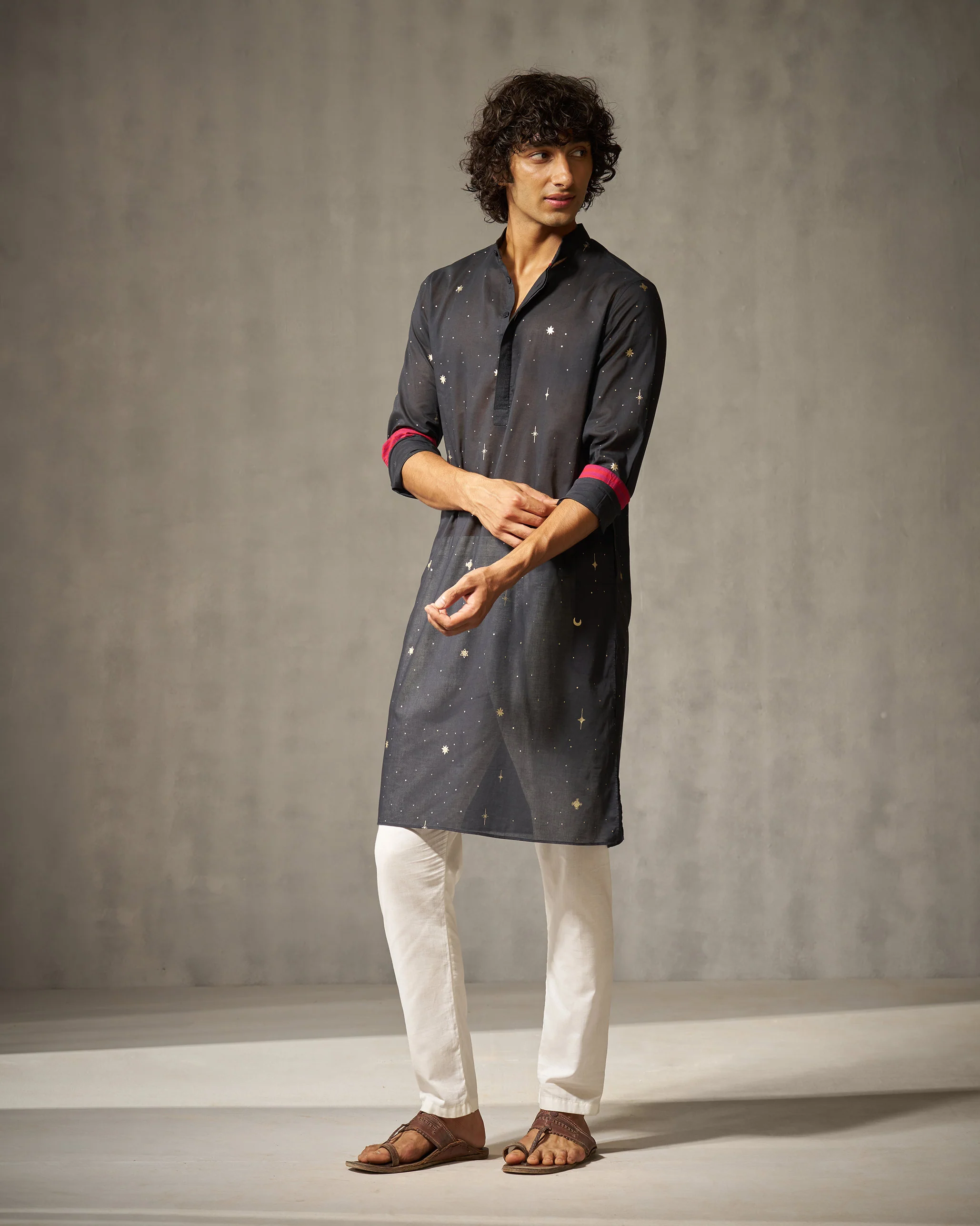 Neckband Kurta - Black Print - Image 4