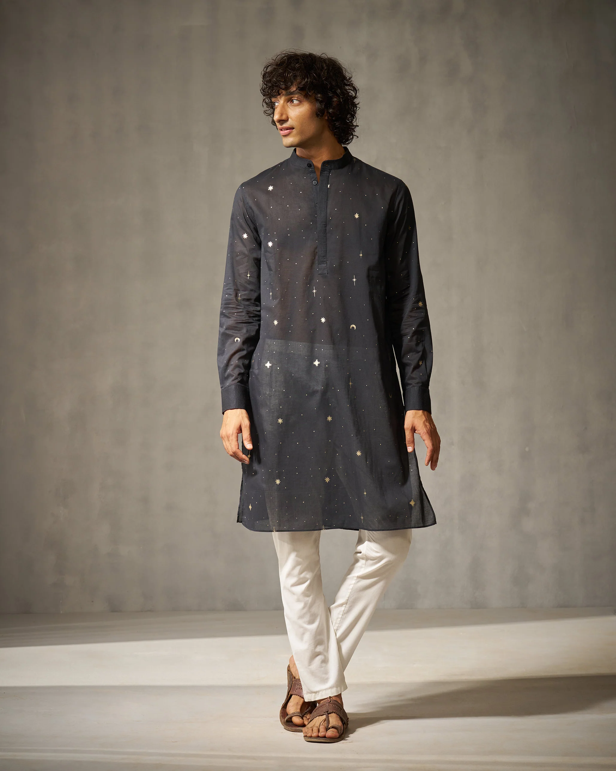 Neckband Kurta - Black Print - Image 5