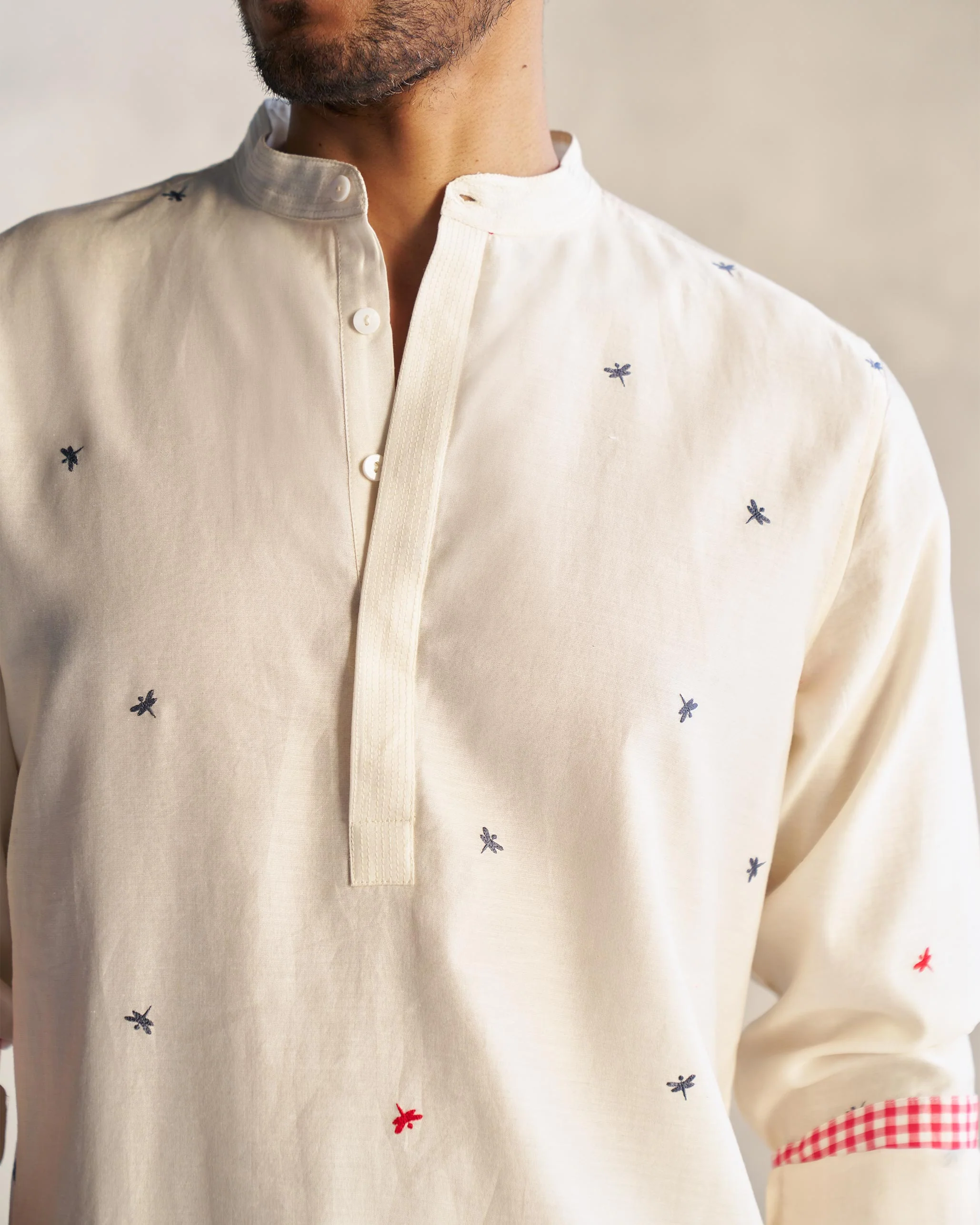Neckband Kurta - Ivory - Image 2
