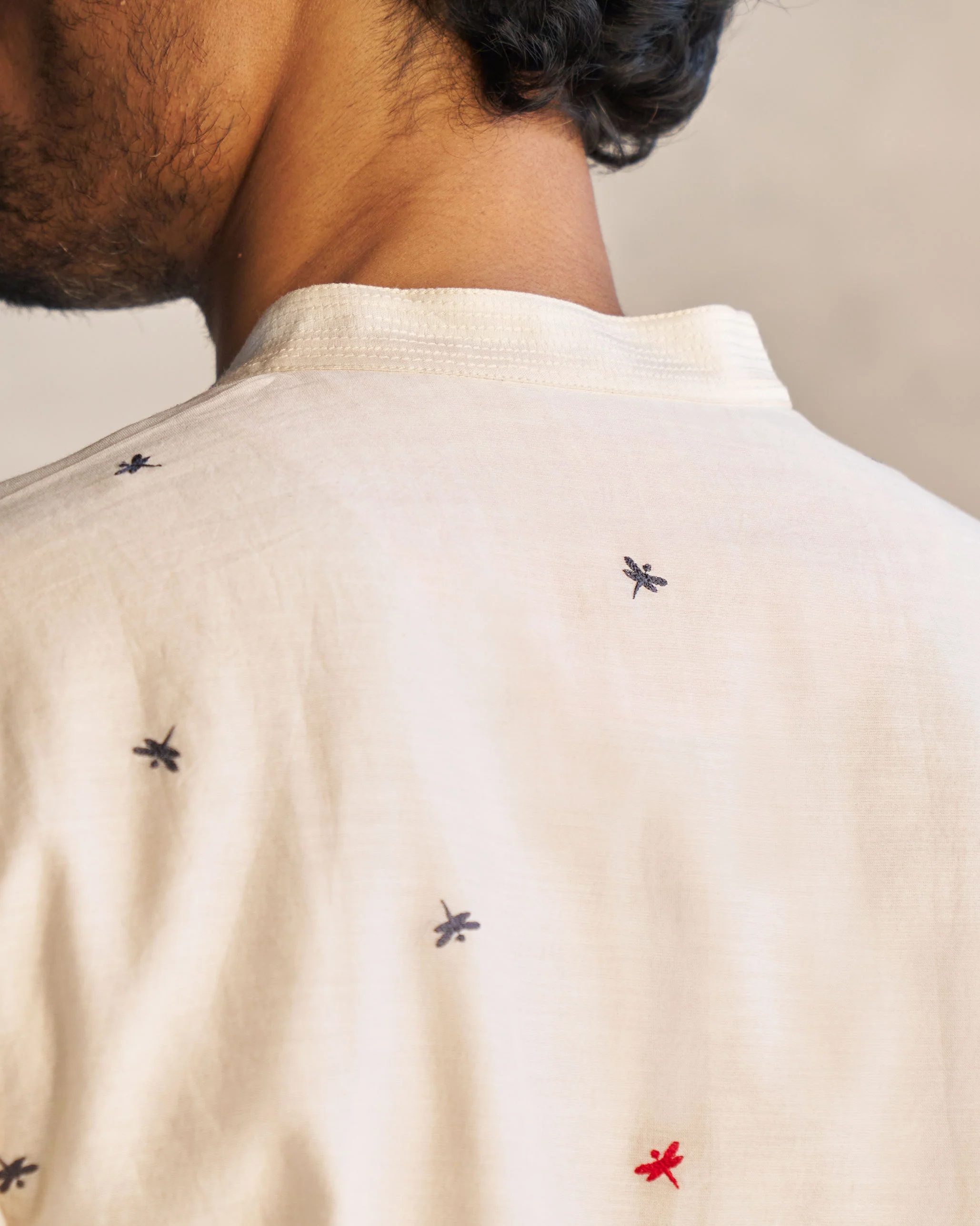 Neckband Kurta - Ivory - Image 5
