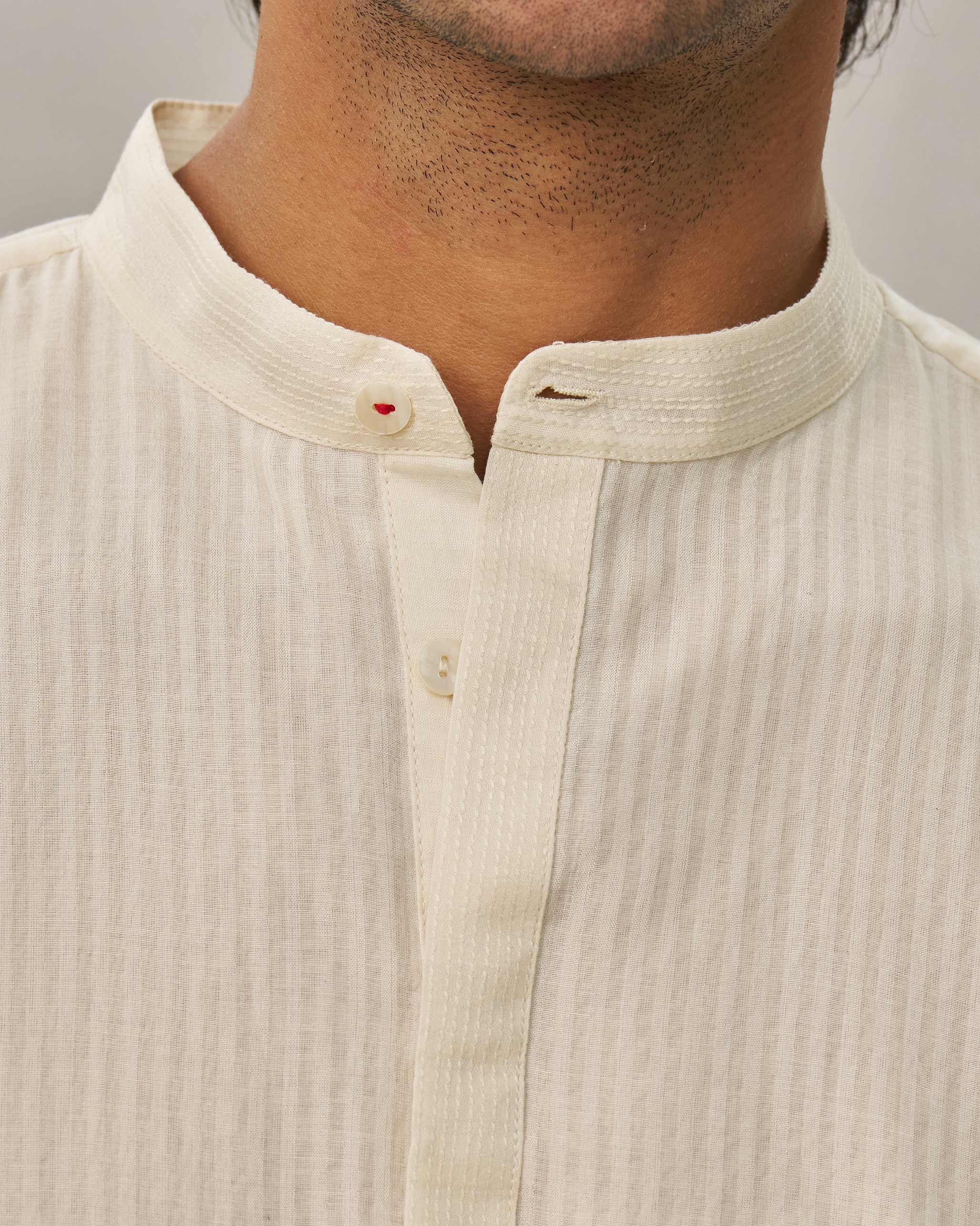 Neckband Kurta - Ivory - Image 3
