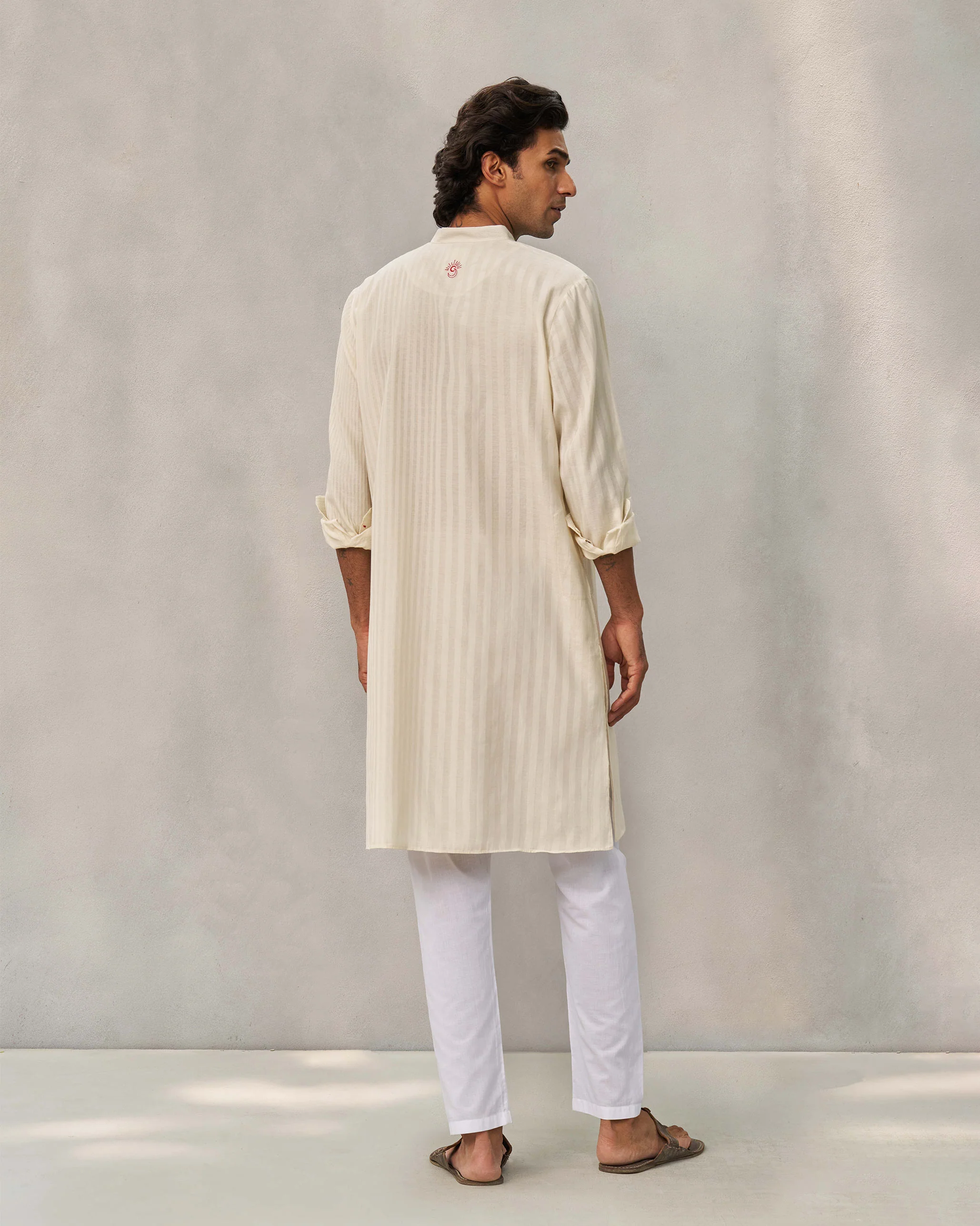 Neckband Kurta - Ivory - Image 5