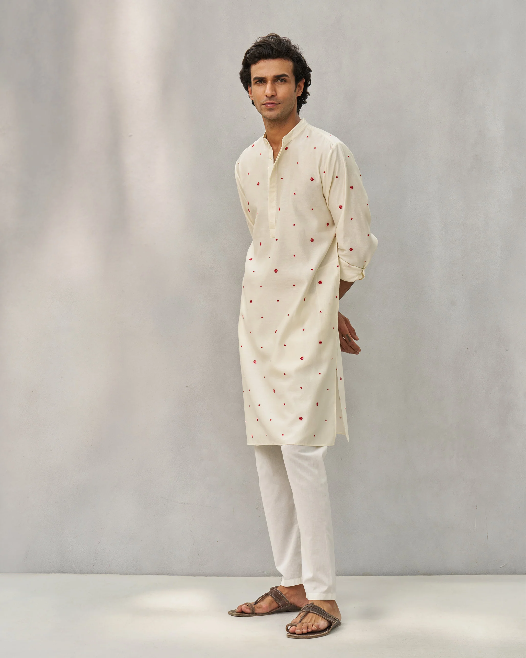 Neckband Kurta - Ivory - Image 4