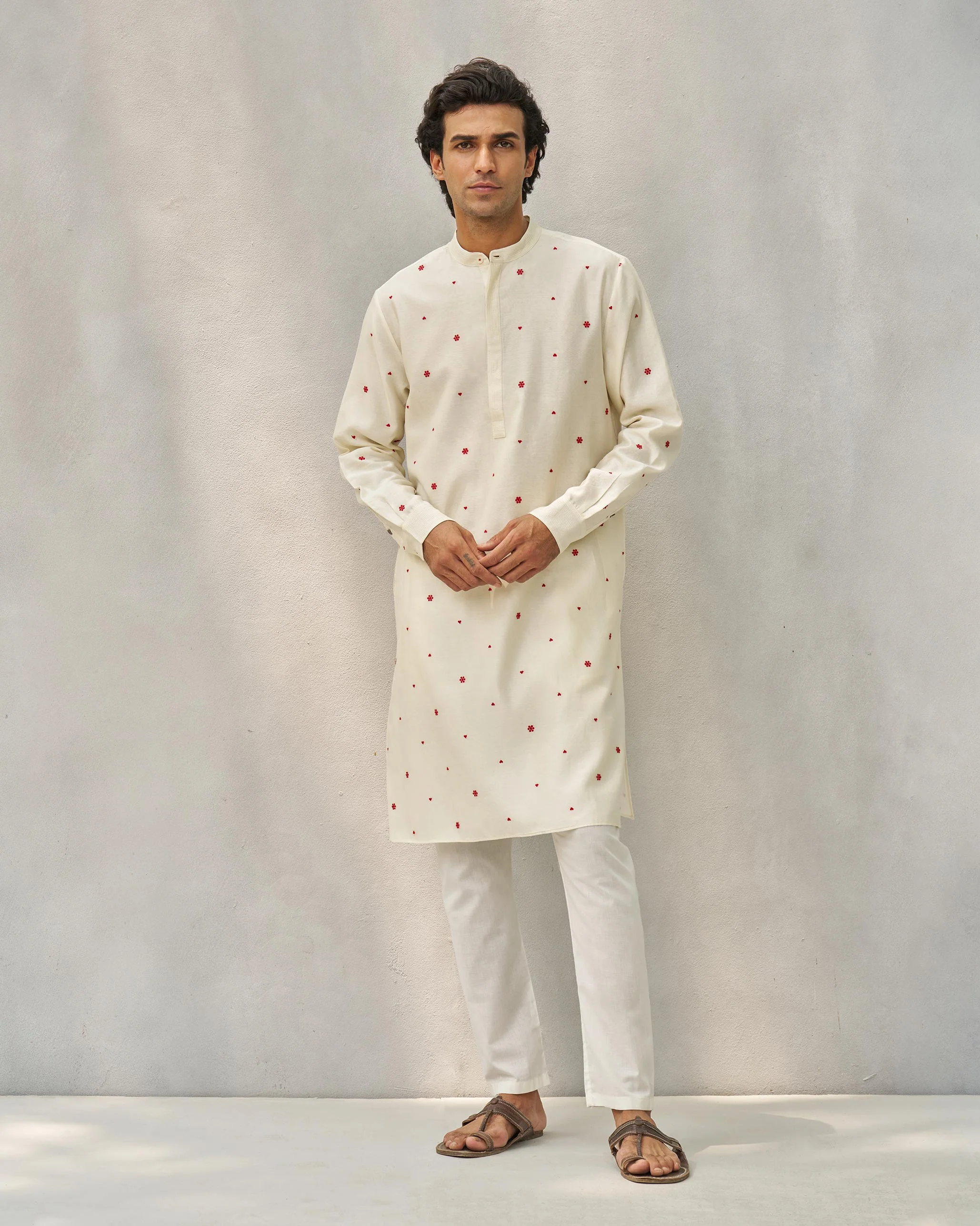 Neckband Kurta - Ivory - Image 6